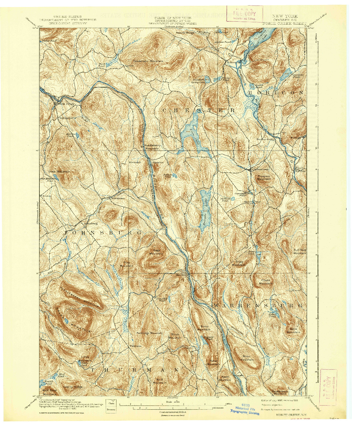 USGS 1:62500-SCALE QUADRANGLE FOR NORTH CREEK, NY 1897