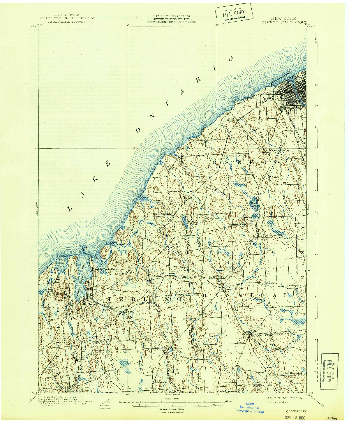 USGS 1:62500-SCALE QUADRANGLE FOR OSWEGO, NY 1900