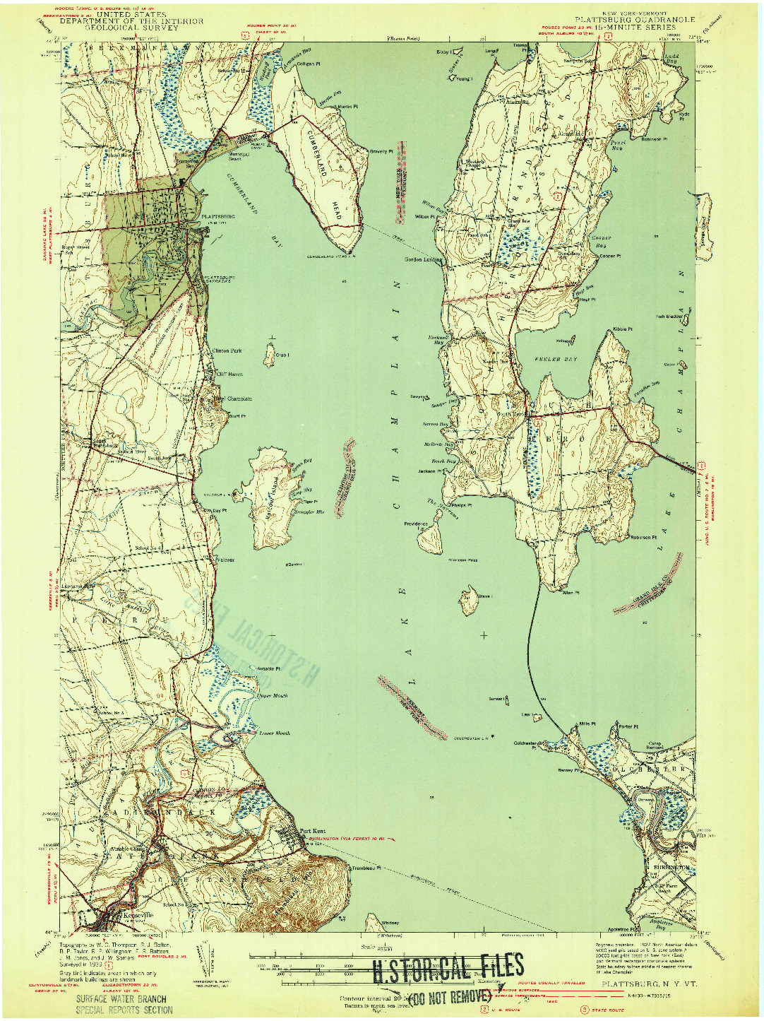 USGS 1:62500-SCALE QUADRANGLE FOR PLATTSBURG, NY 1939