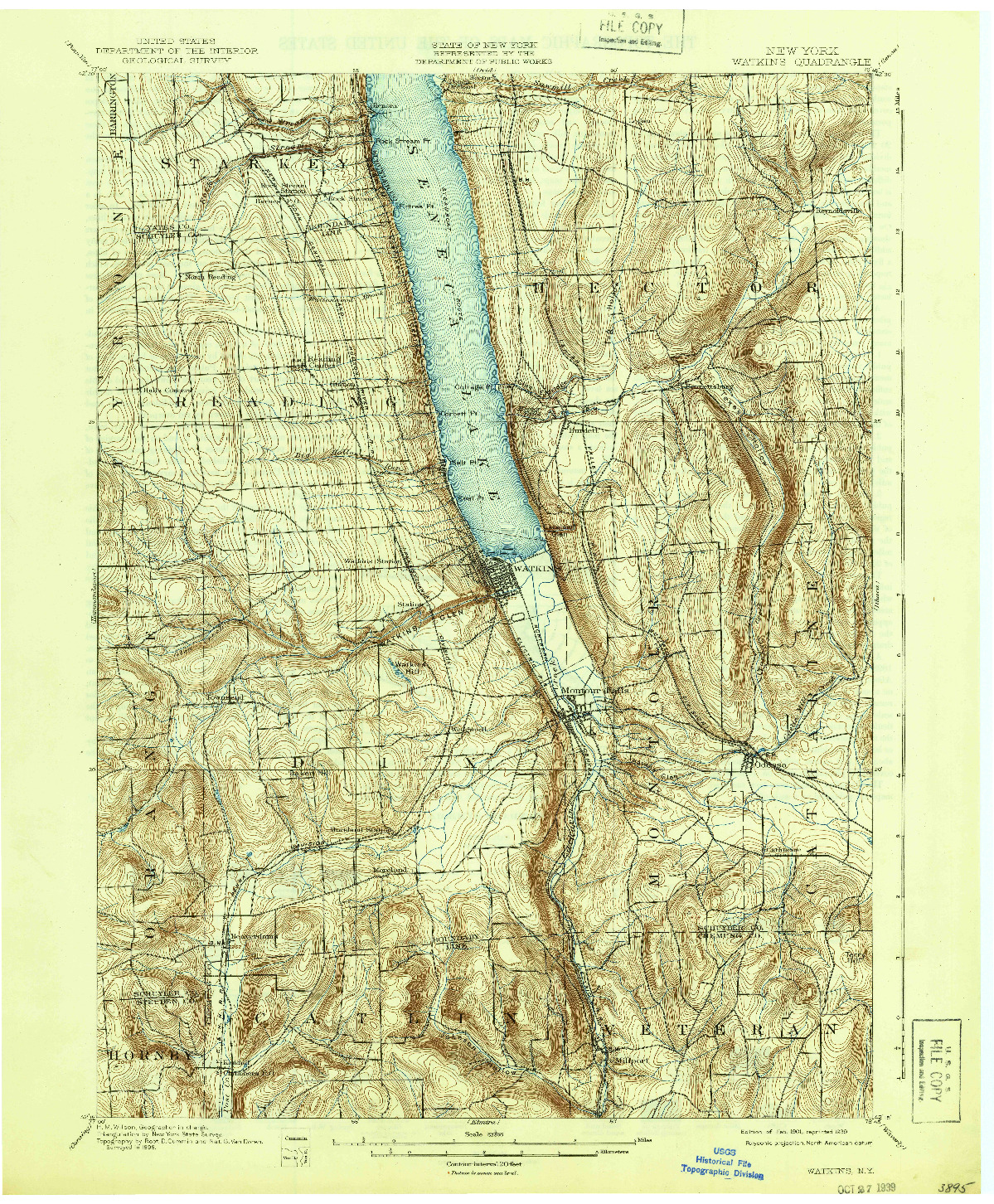 USGS 1:62500-SCALE QUADRANGLE FOR WATKINS, NY 1901