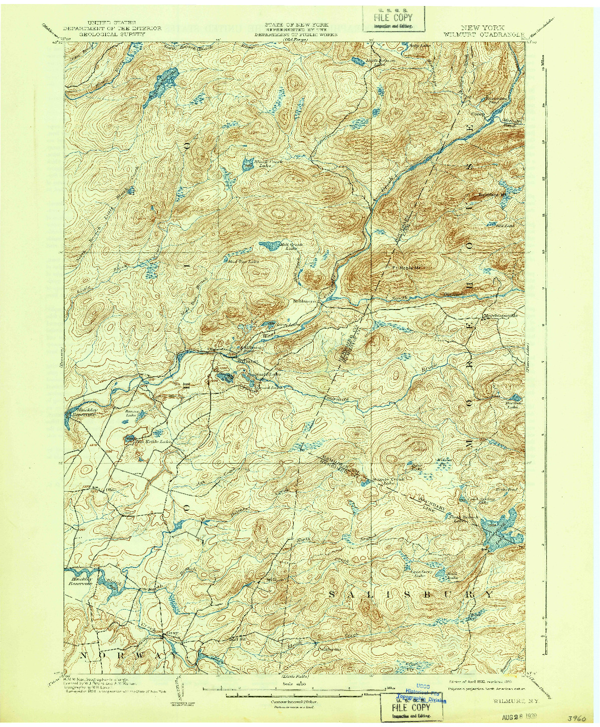 USGS 1:62500-SCALE QUADRANGLE FOR WILMURT, NY 1902