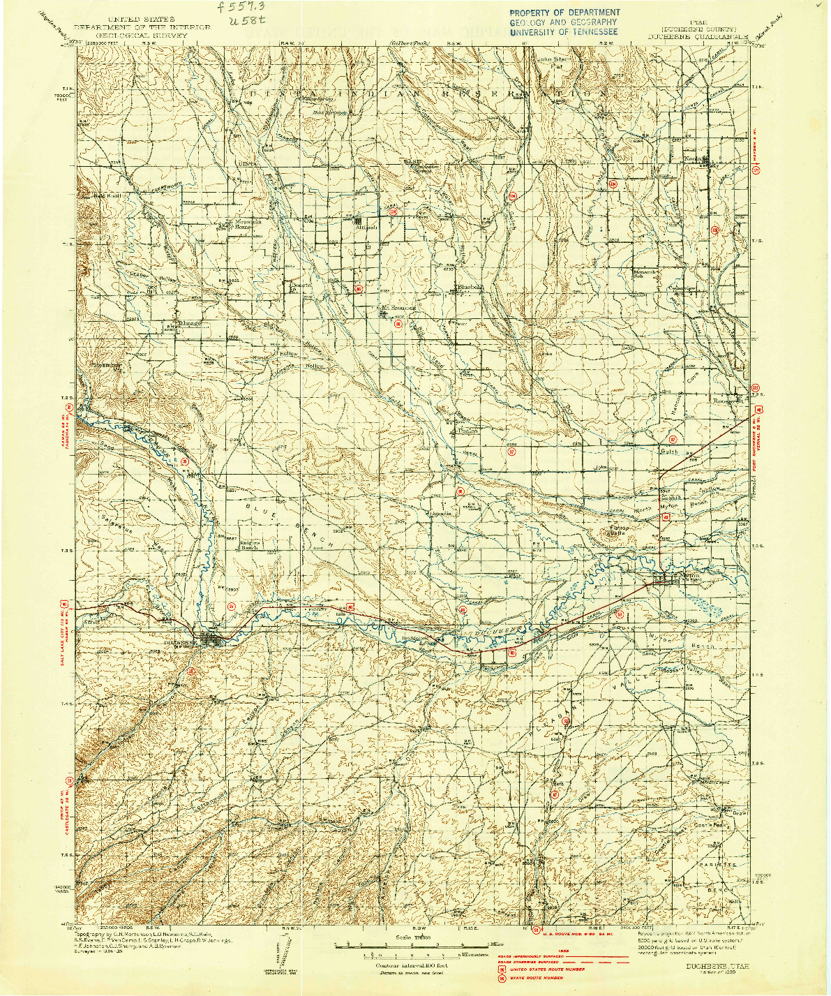 USGS 1:125000-SCALE QUADRANGLE FOR DUCHESNE, UT 1939