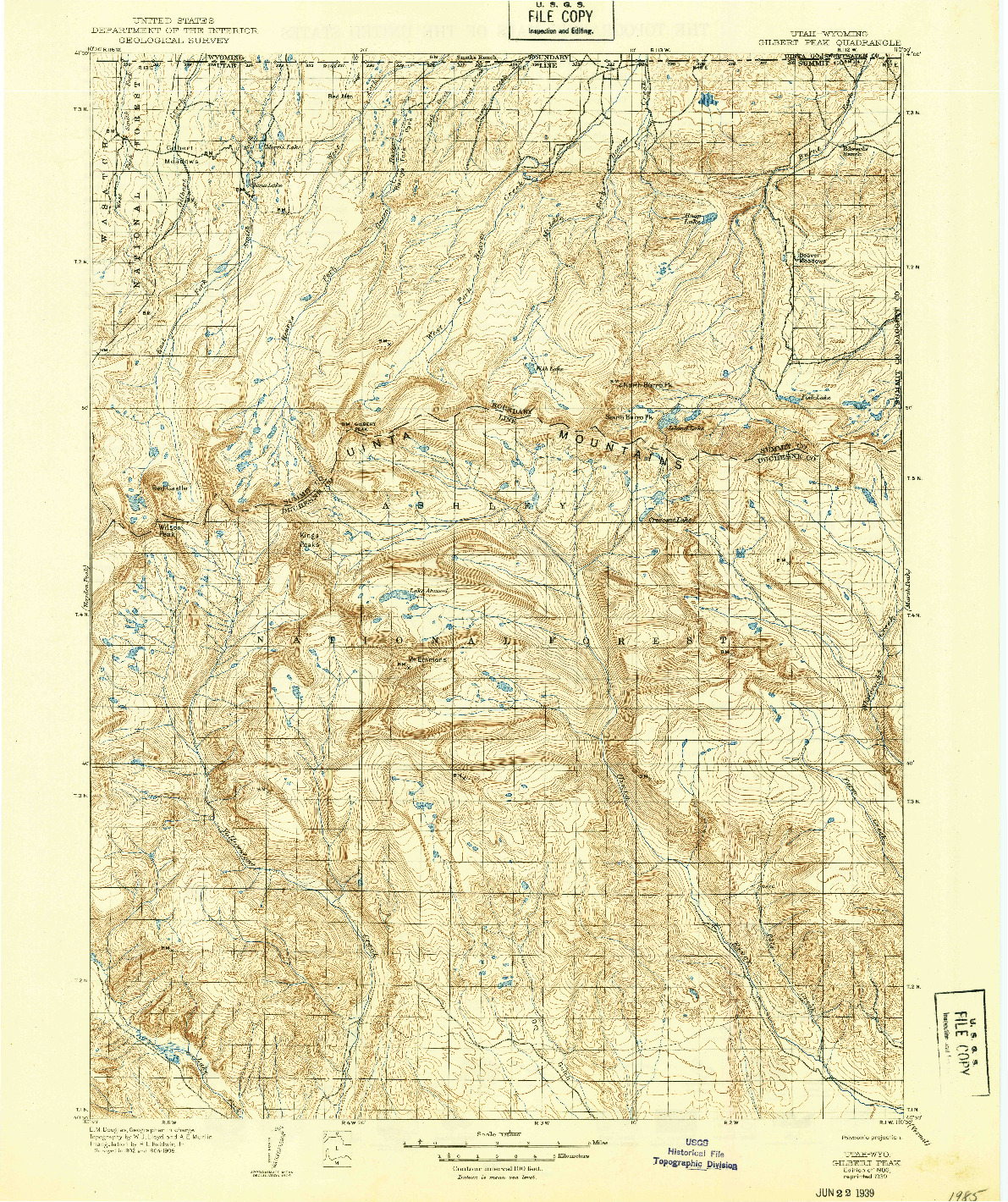 USGS 1:125000-SCALE QUADRANGLE FOR GILBERT PEAK, UT 1906