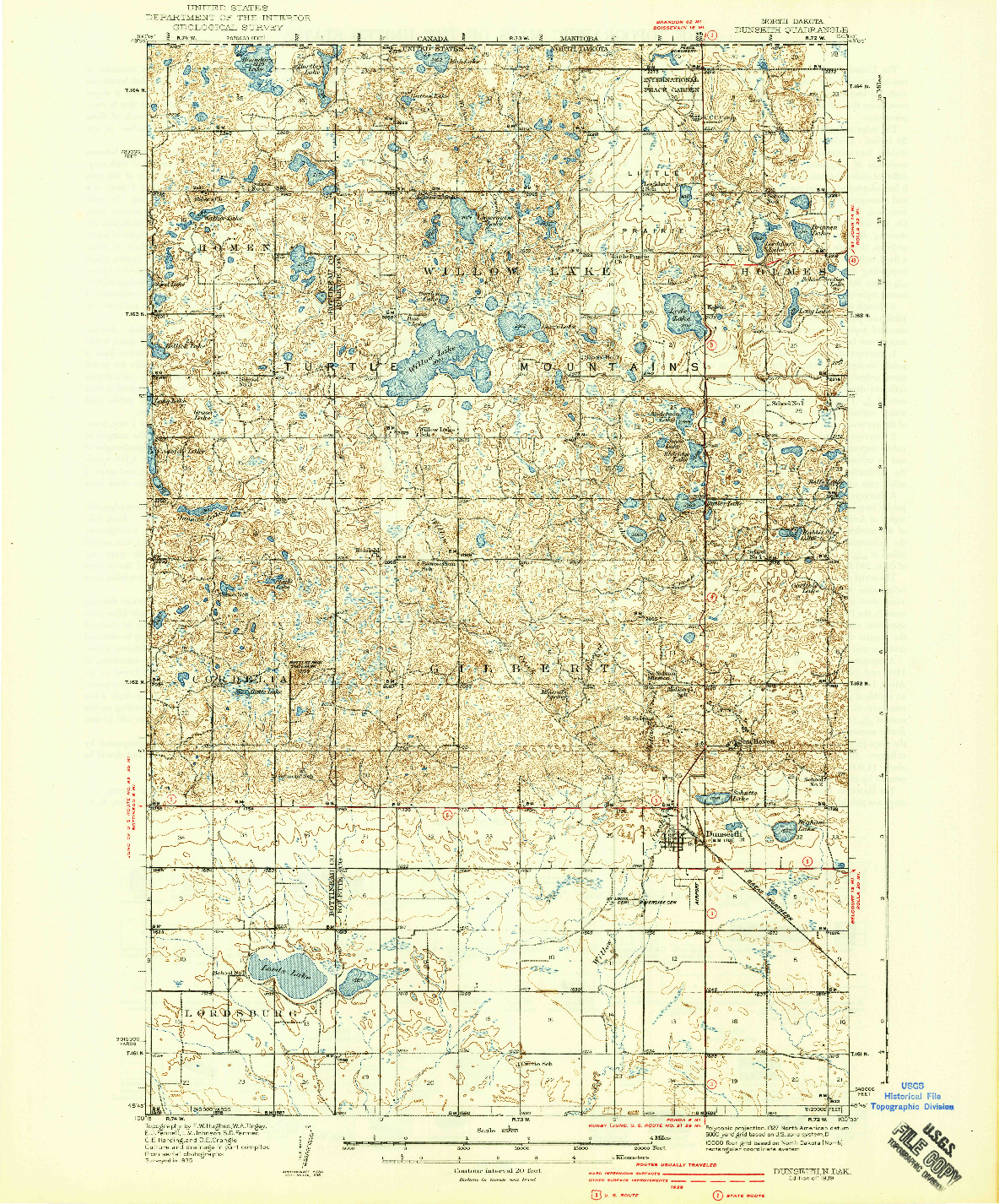 USGS 1:62500-SCALE QUADRANGLE FOR DUNSEITH, ND 1939