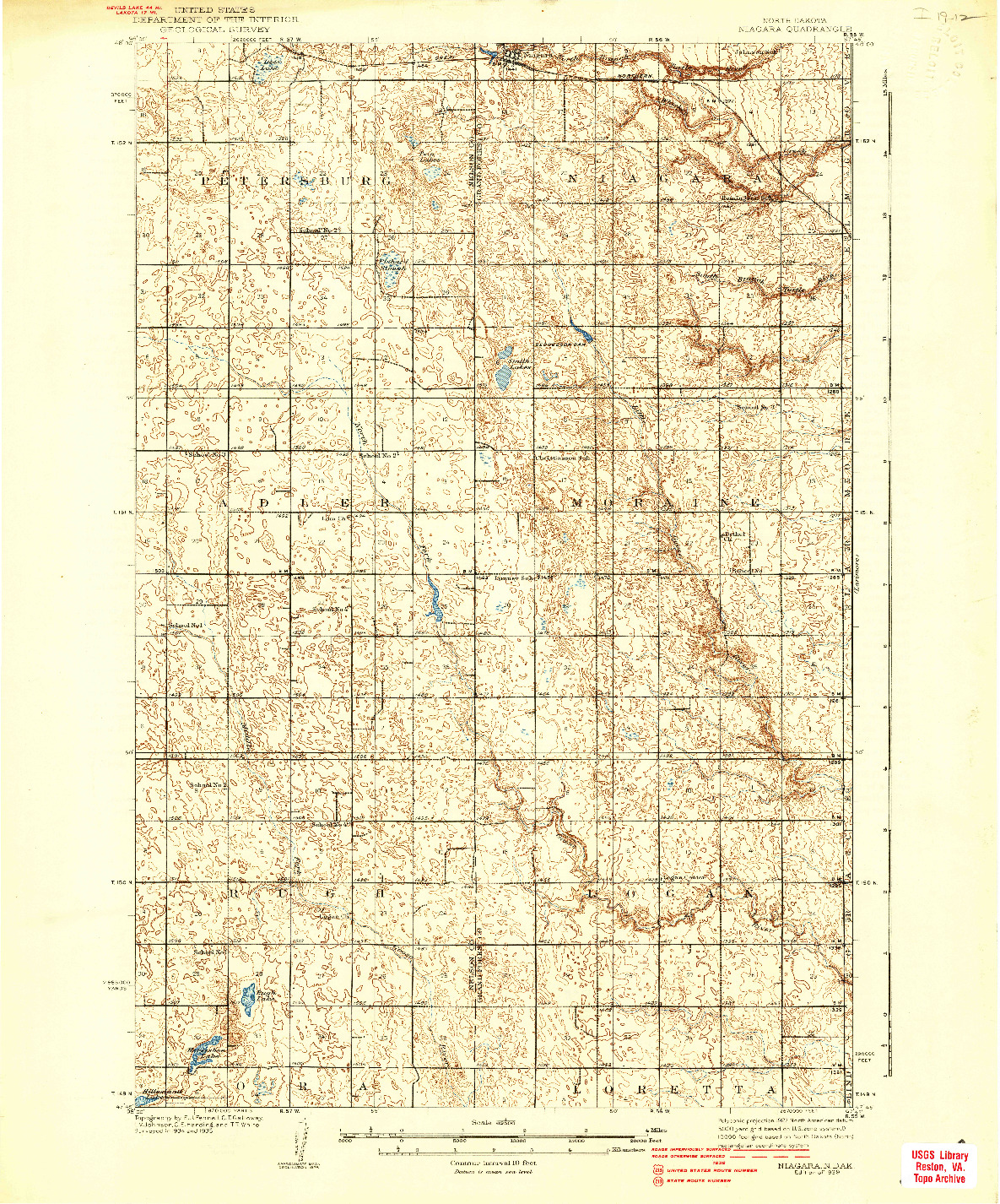 USGS 1:62500-SCALE QUADRANGLE FOR NIAGARA, ND 1939