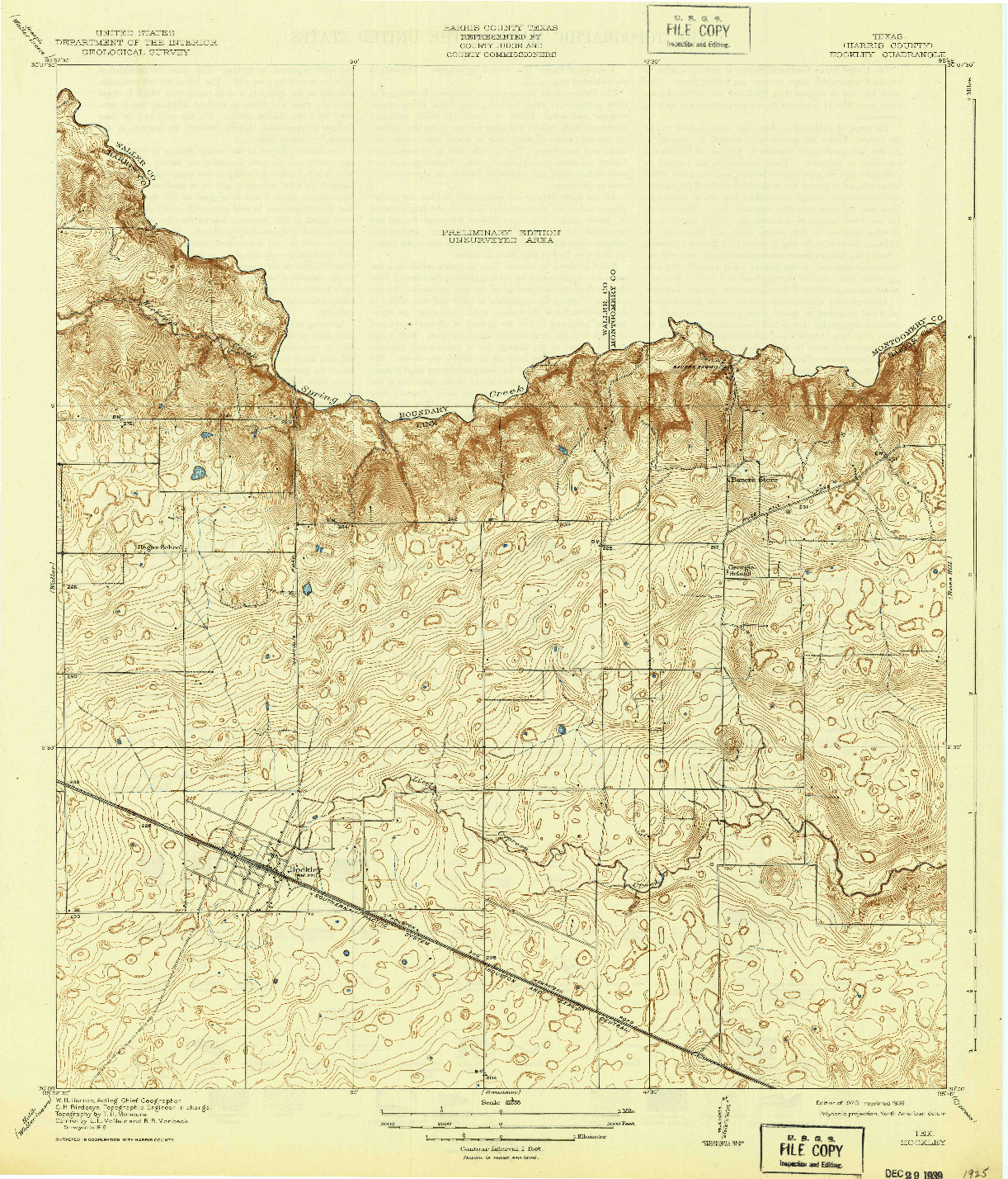 USGS 1:31680-SCALE QUADRANGLE FOR HOCKLEY, TX 1920