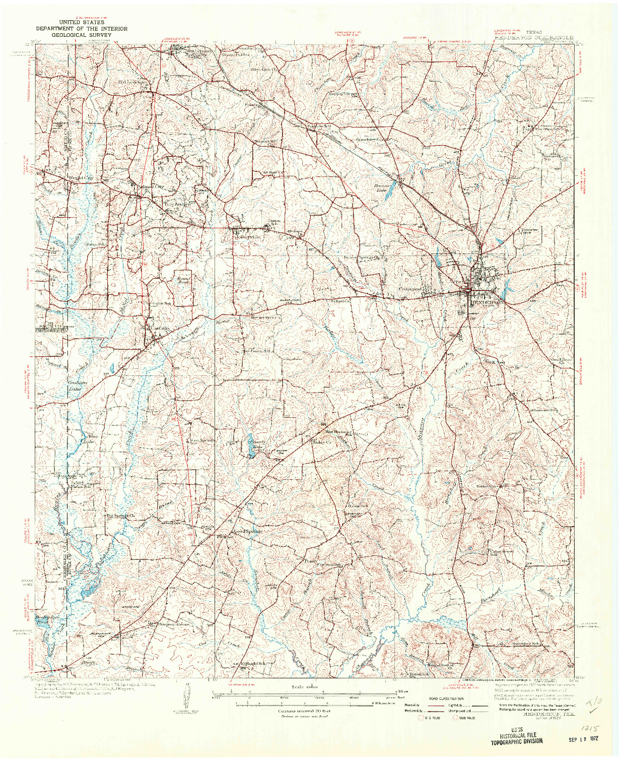USGS 1:62500-SCALE QUADRANGLE FOR HENDERSON, TX 1939