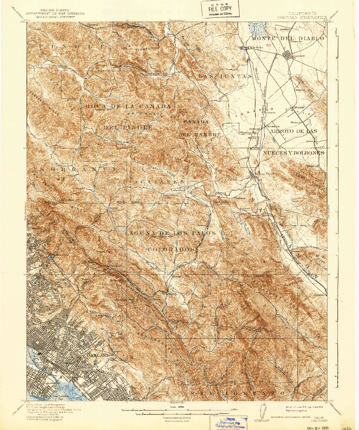 USGS 1:62500-SCALE QUADRANGLE FOR CONCORD, CA 1915