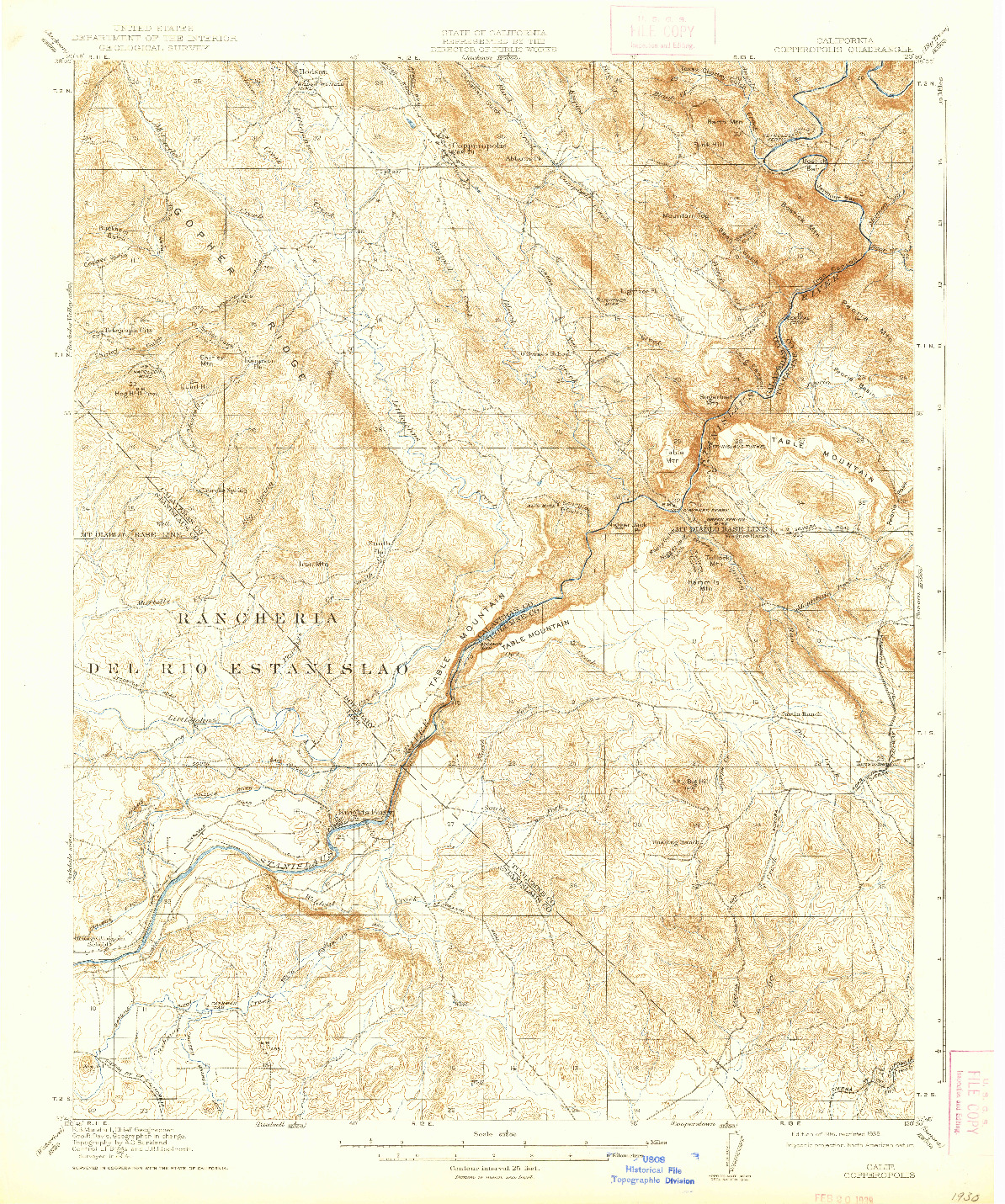 USGS 1:62500-SCALE QUADRANGLE FOR COPPEROPOLIS, CA 1916