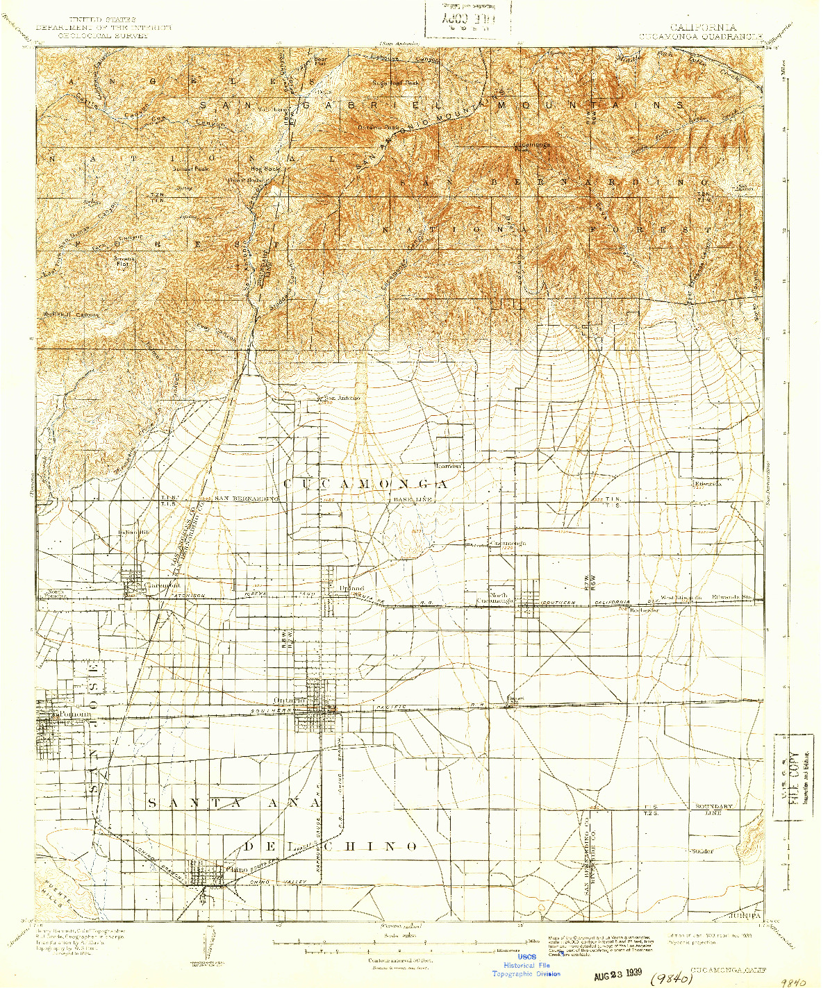 USGS 1:62500-SCALE QUADRANGLE FOR CUCAMONGA, CA 1903