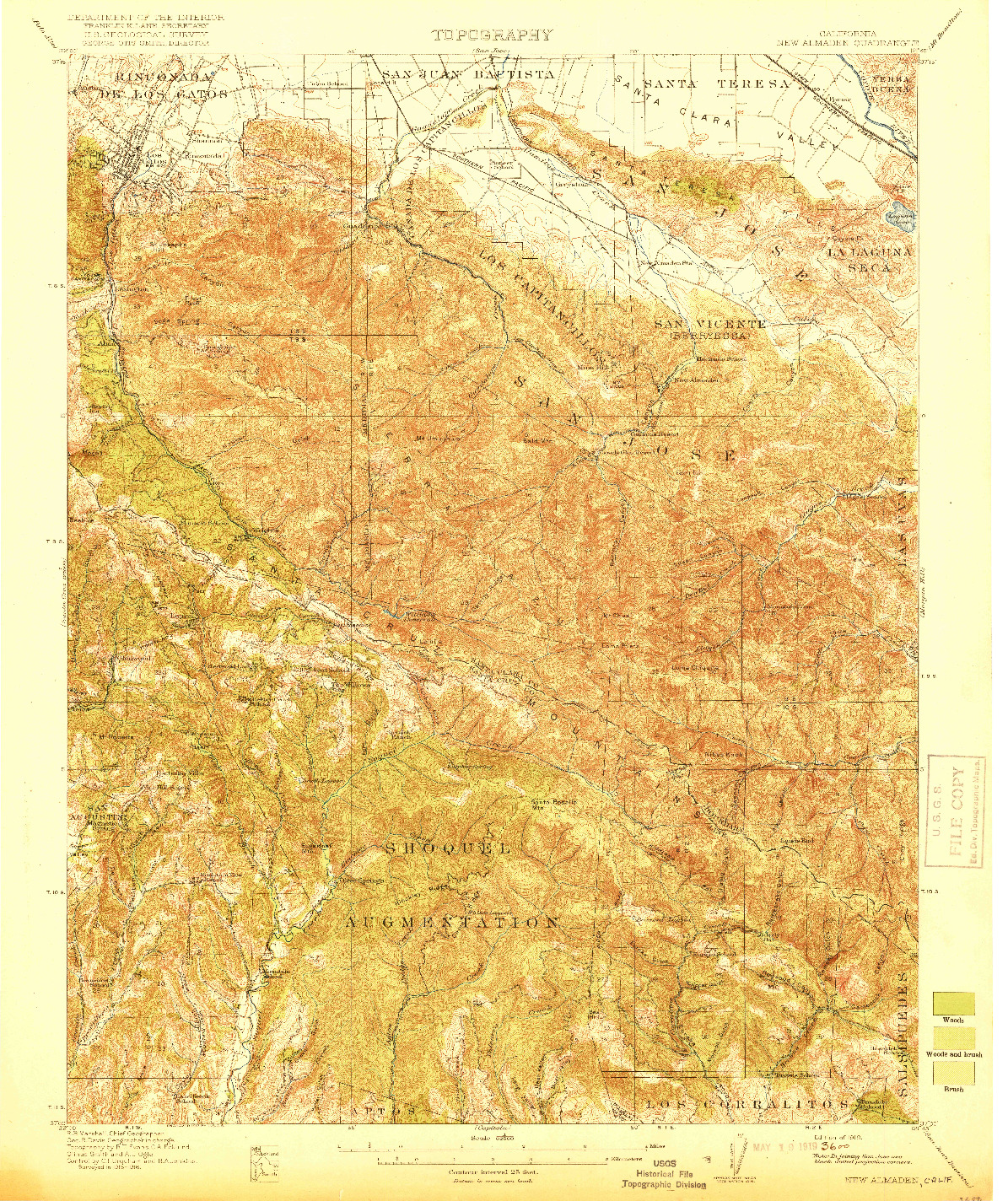 USGS 1:62500-SCALE QUADRANGLE FOR NEW ALMADEN, CA 1919