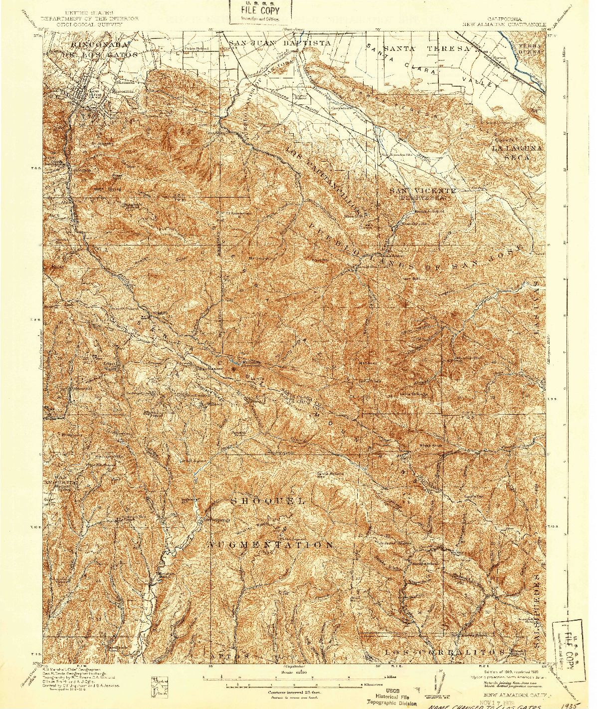 USGS 1:62500-SCALE QUADRANGLE FOR NEW ALMADEN, CA 1919