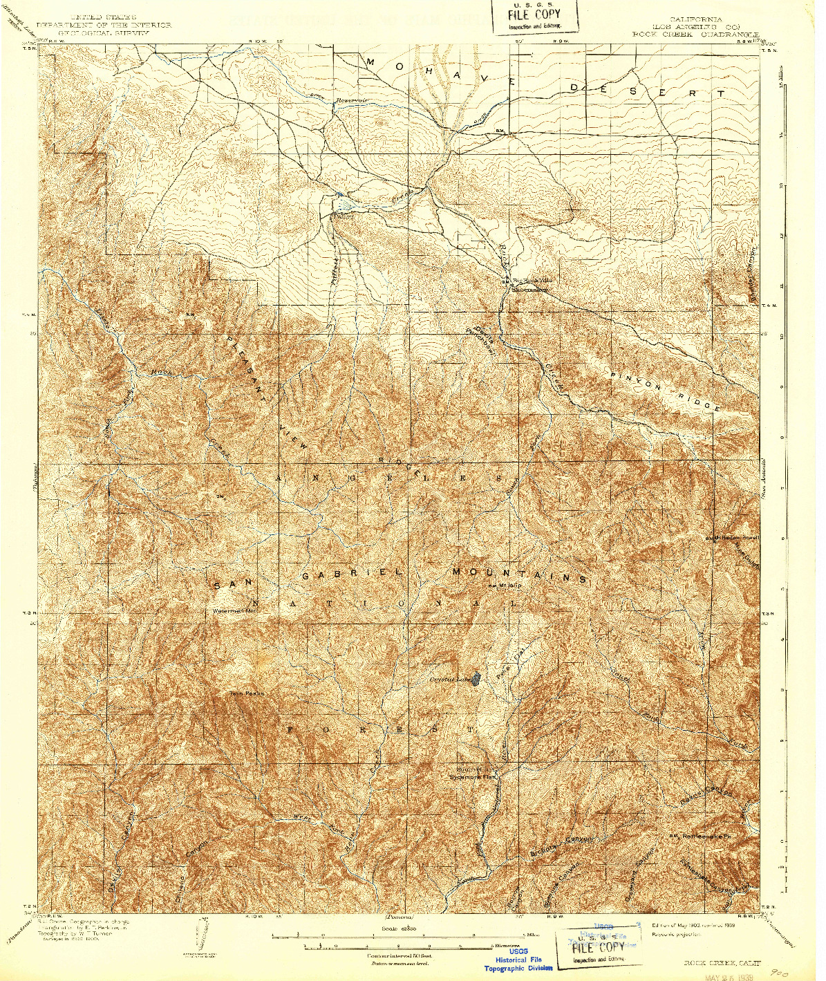 USGS 1:62500-SCALE QUADRANGLE FOR ROCK CREEK, CA 1903