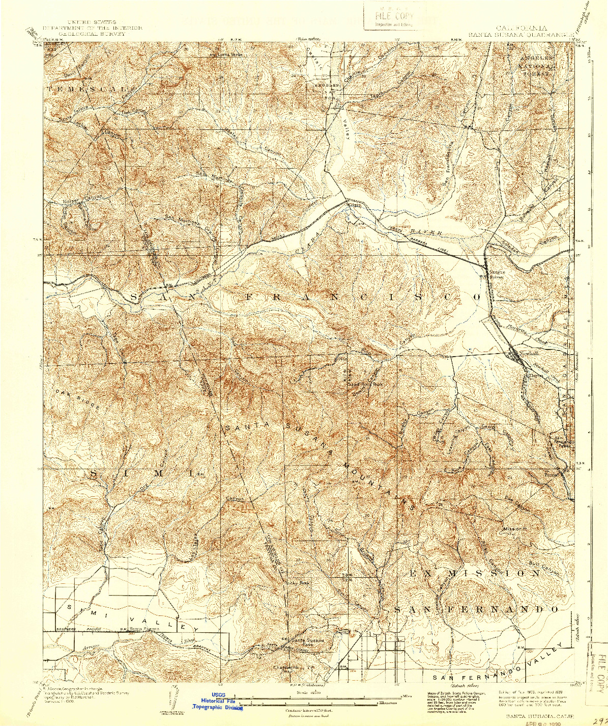 USGS 1:62500-SCALE QUADRANGLE FOR SANTA SUSANA, CA 1903