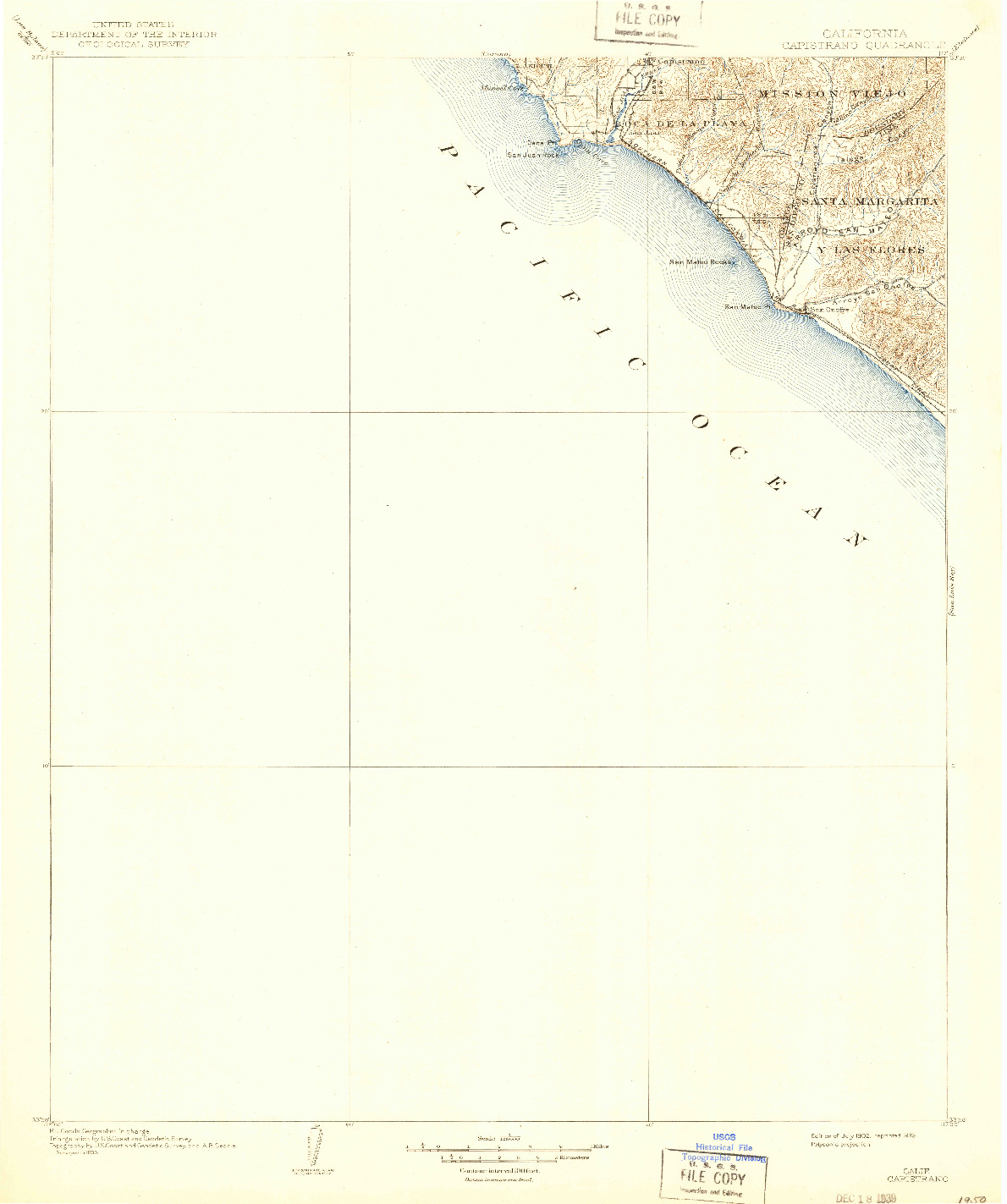 USGS 1:125000-SCALE QUADRANGLE FOR CAPISTRANO, CA 1902