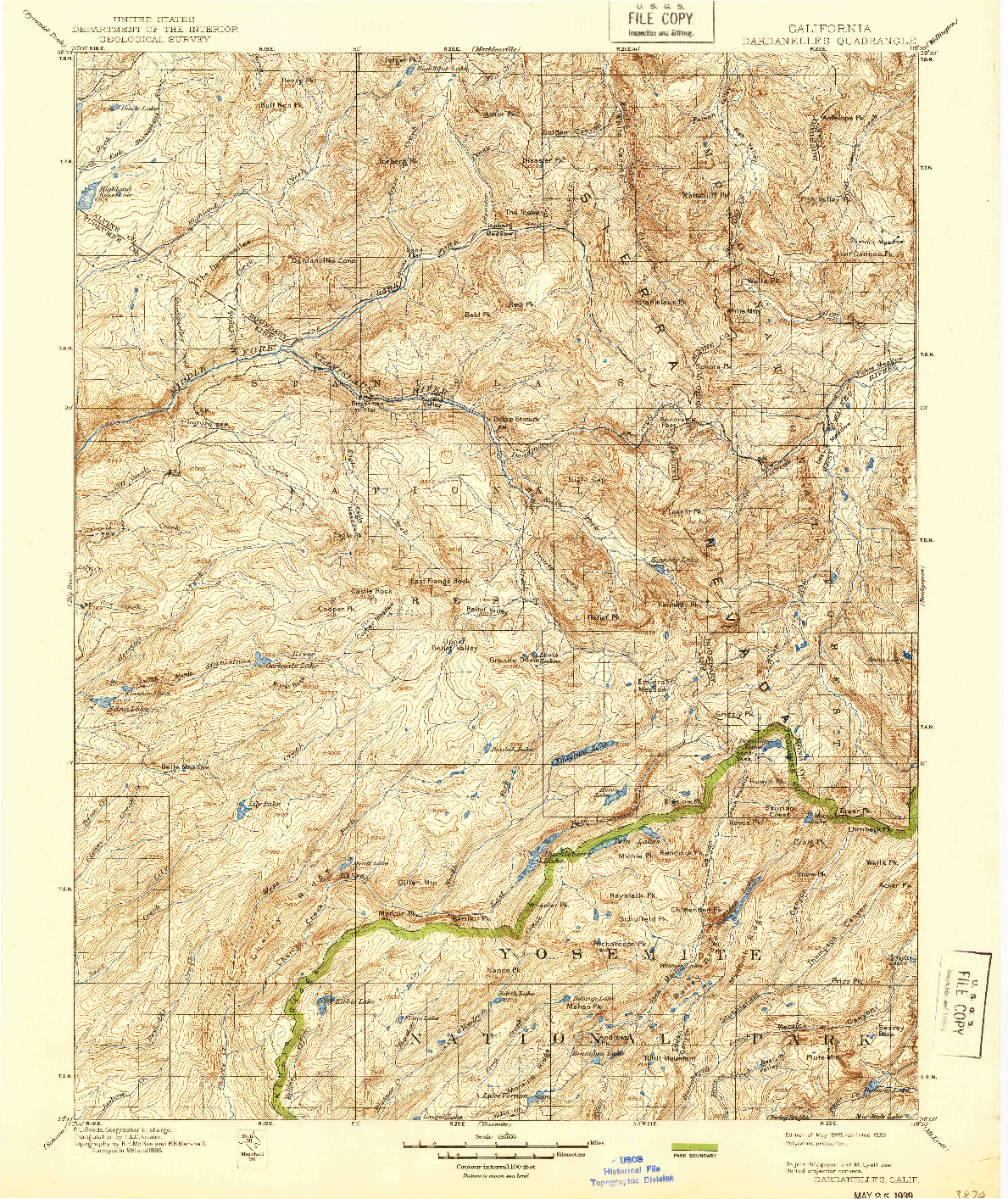 USGS 1:125000-SCALE QUADRANGLE FOR DARDANELLES, CA 1898