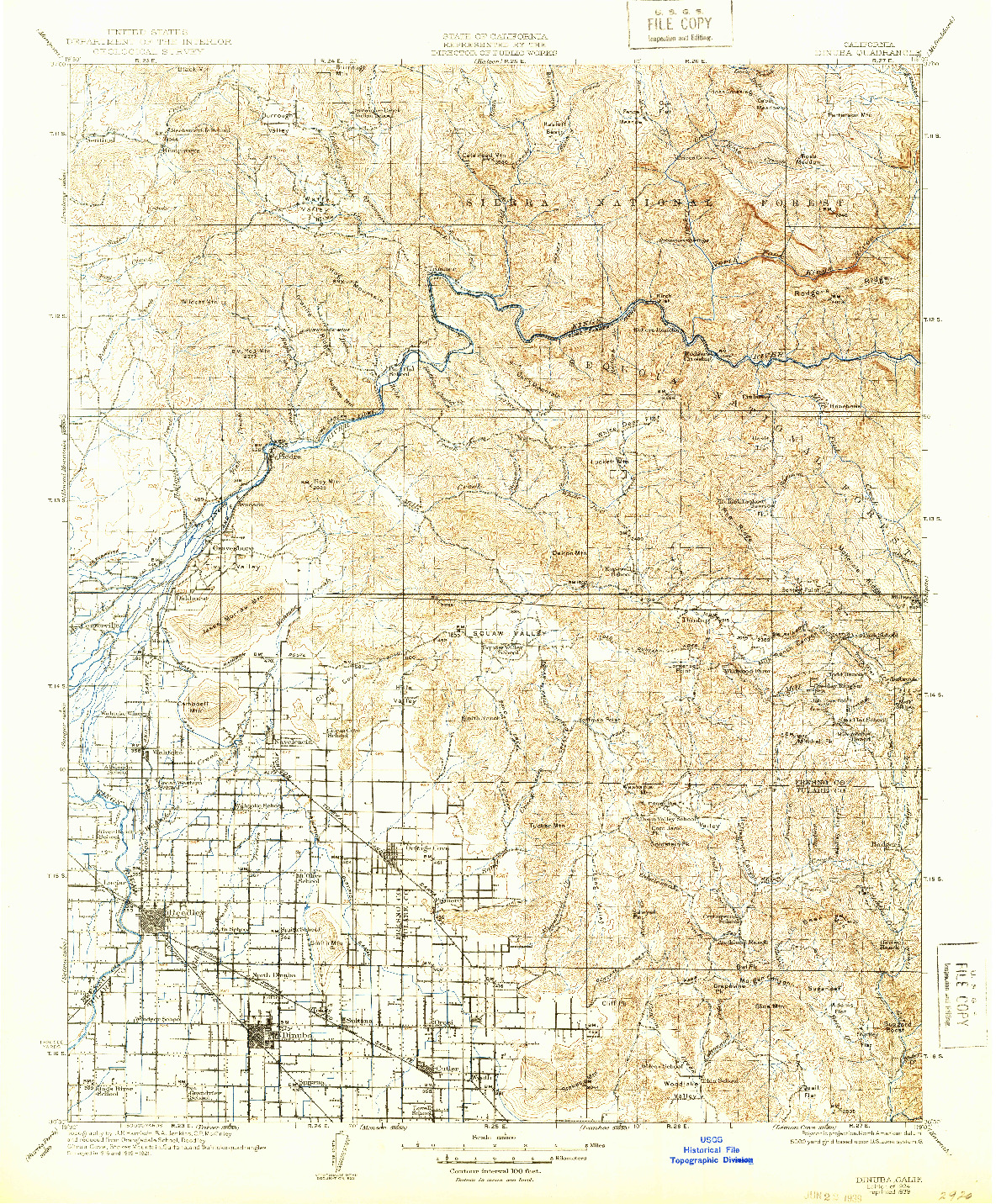 USGS 1:125000-SCALE QUADRANGLE FOR DINUBA, CA 1924