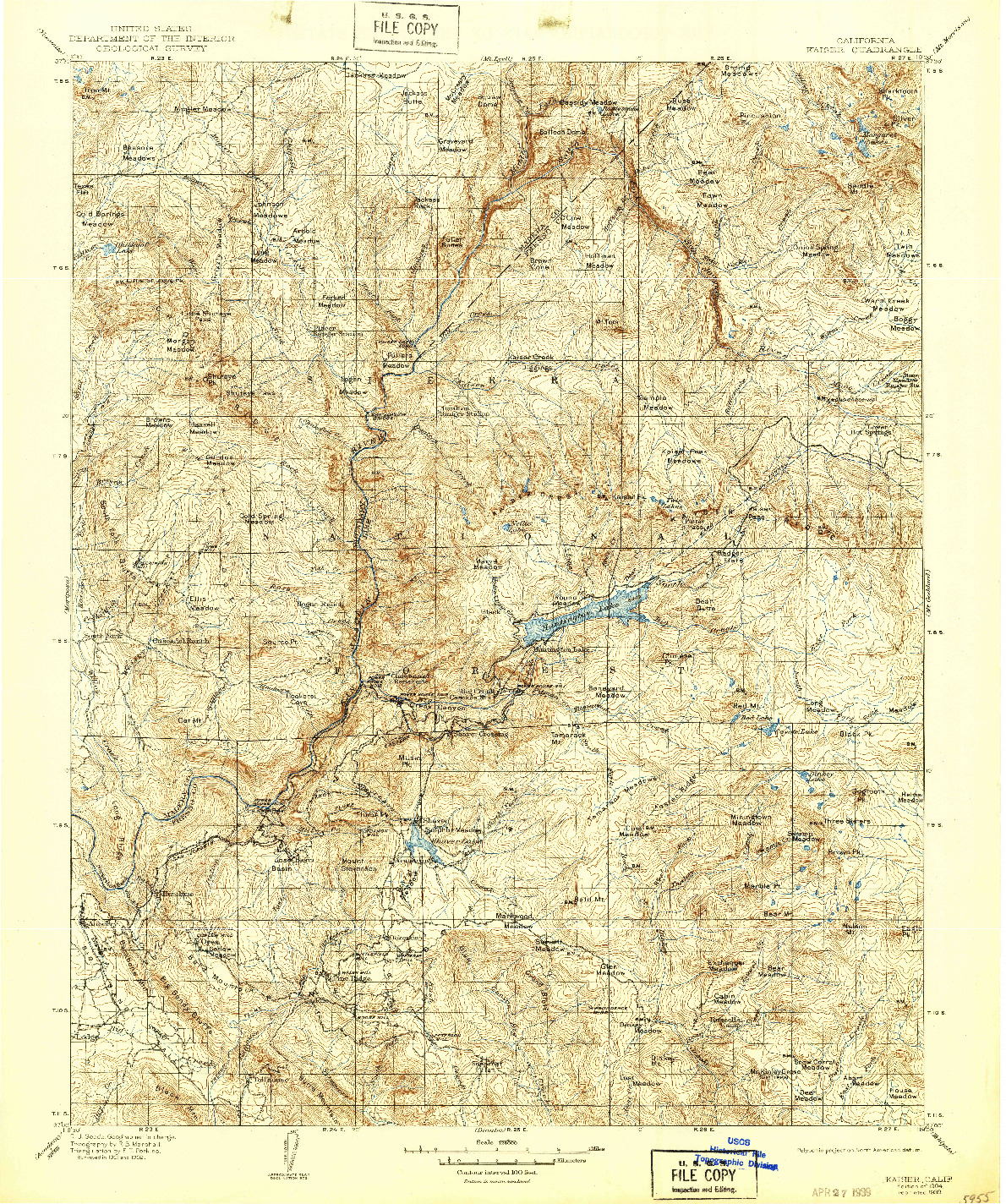 USGS 1:125000-SCALE QUADRANGLE FOR KAISER, CA 1904
