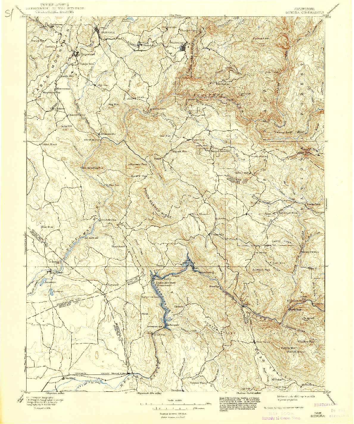 USGS 1:125000-SCALE QUADRANGLE FOR SONORA, CA 1897