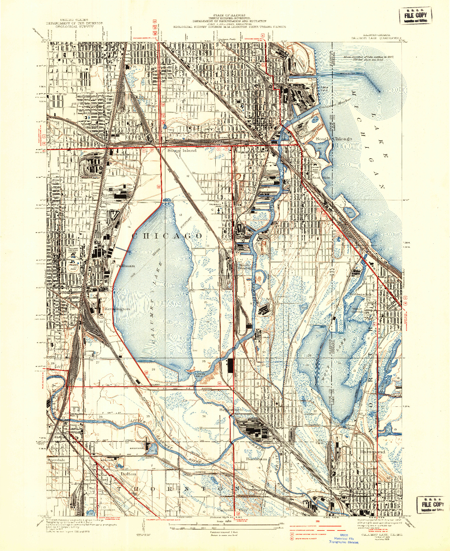 USGS 1:24000-SCALE QUADRANGLE FOR CALUMET LAKE, IL 1929