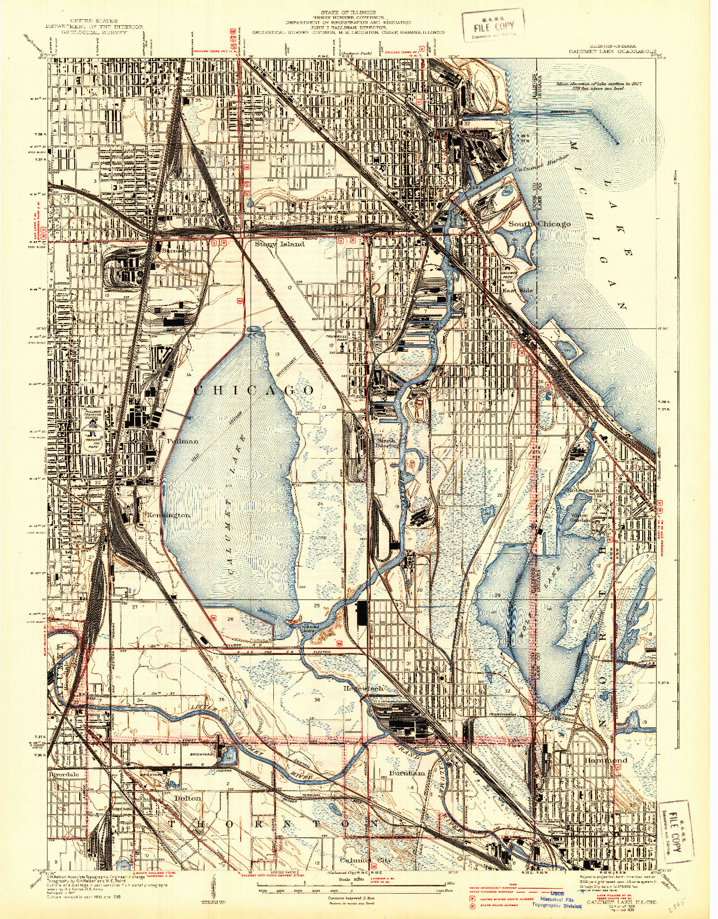 USGS 1:24000-SCALE QUADRANGLE FOR CALUMET LAKE, IL 1929