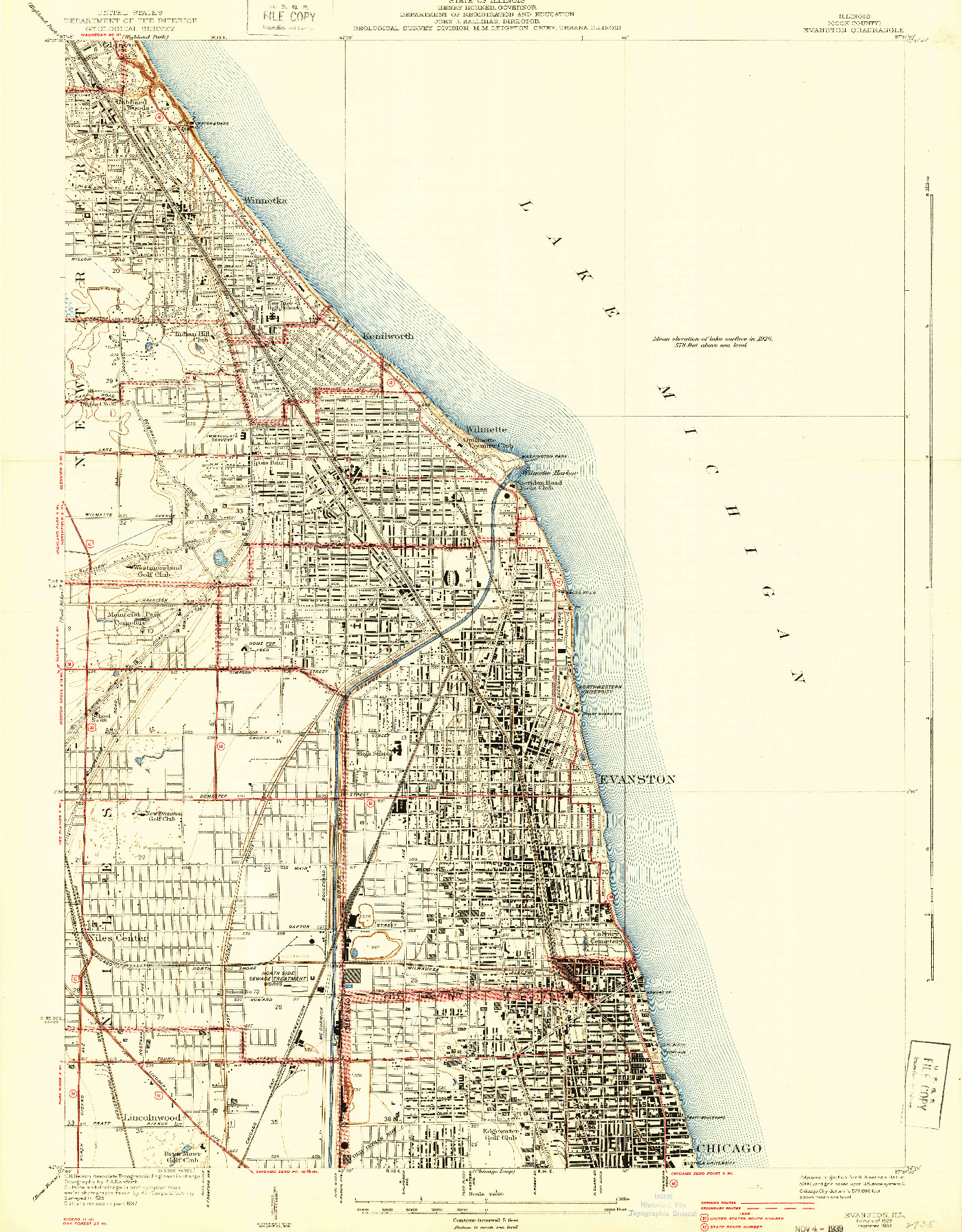 USGS 1:24000-SCALE QUADRANGLE FOR EVANSTON, IL 1928