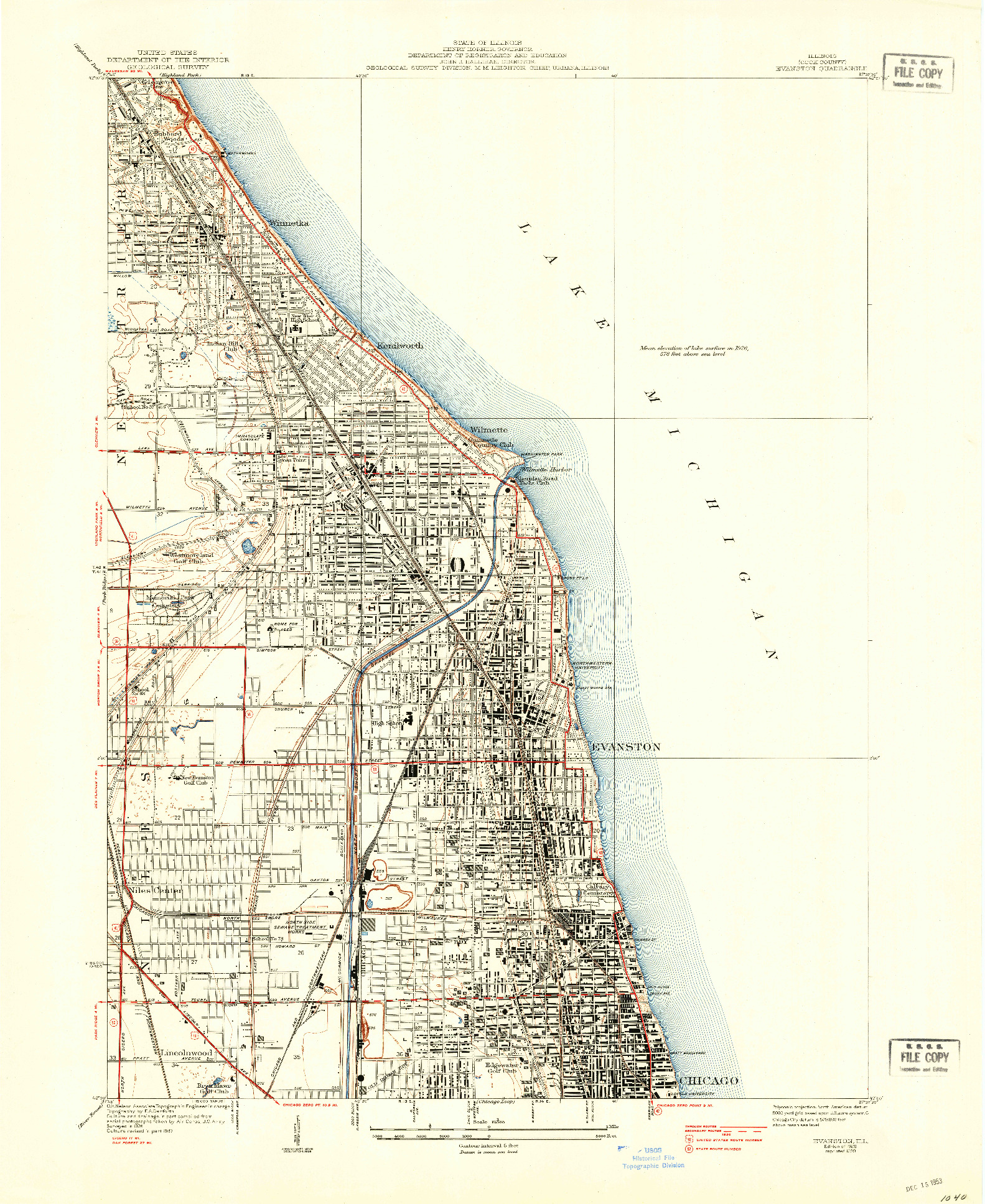 USGS 1:24000-SCALE QUADRANGLE FOR EVANSTON, IL 1928