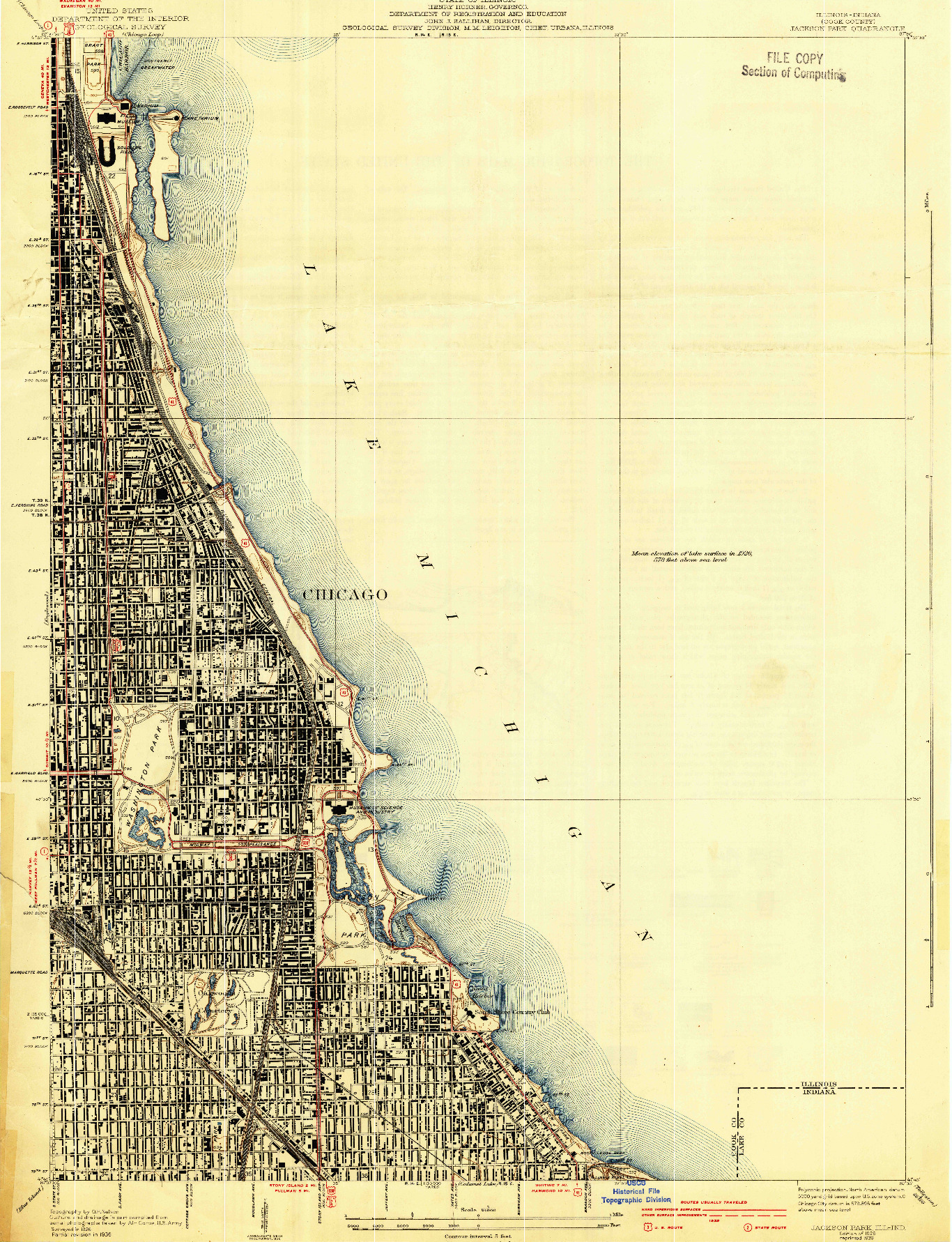 USGS 1:24000-SCALE QUADRANGLE FOR JACKSON PARK, IL 1929