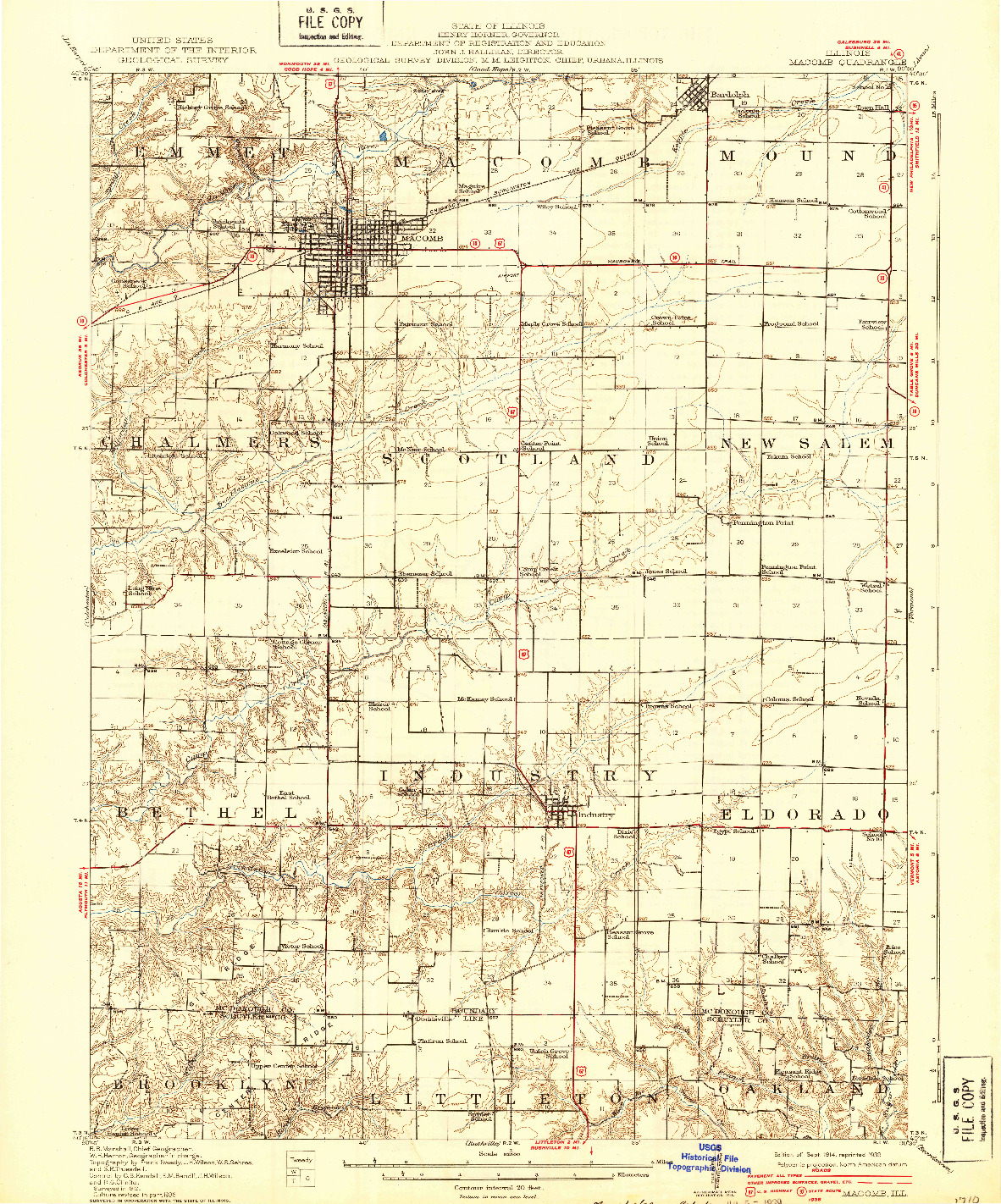 USGS 1:62500-SCALE QUADRANGLE FOR MACOMB, IL 1914