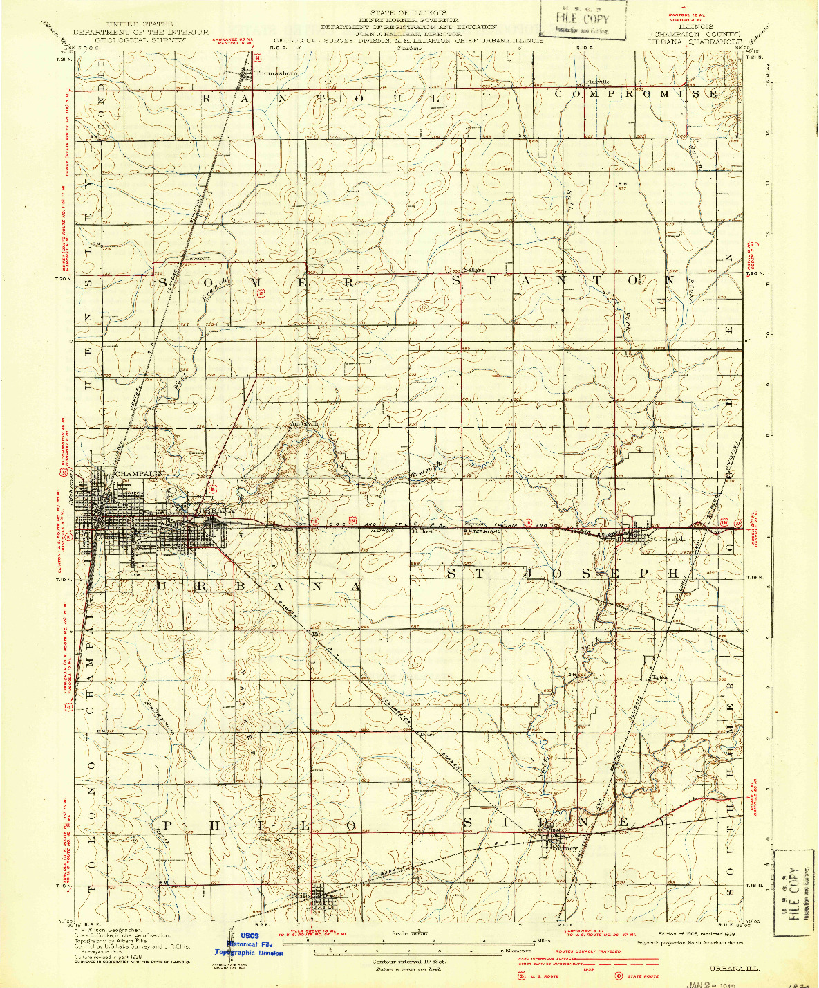 USGS 1:62500-SCALE QUADRANGLE FOR URBANA, IL 1906