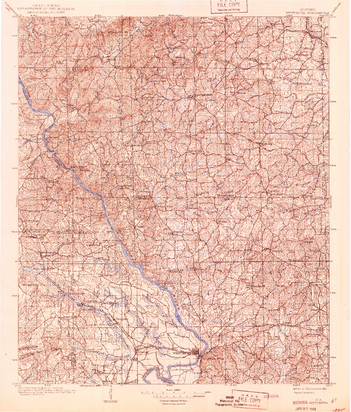 USGS 1:125000-SCALE QUADRANGLE FOR WETUMPKA, AL 1903