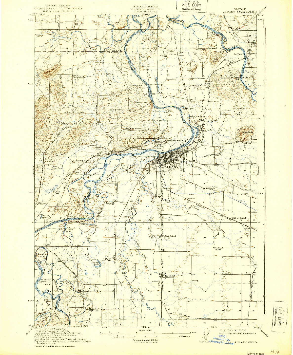 USGS 1:62500-SCALE QUADRANGLE FOR ALBANY, OR 1916