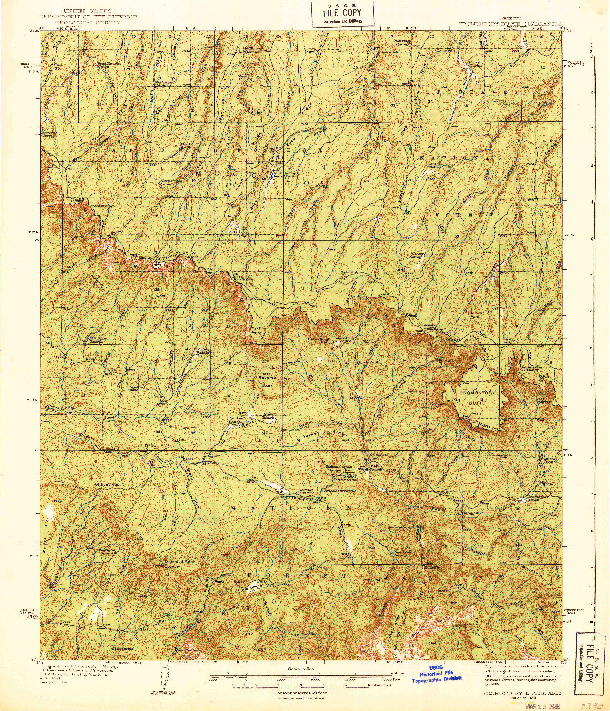 USGS 1:62500-SCALE QUADRANGLE FOR PROMONTORY BUTTE, AZ 1939