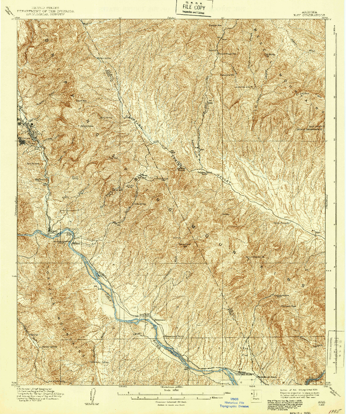 USGS 1:62500-SCALE QUADRANGLE FOR RAY, AZ 1910