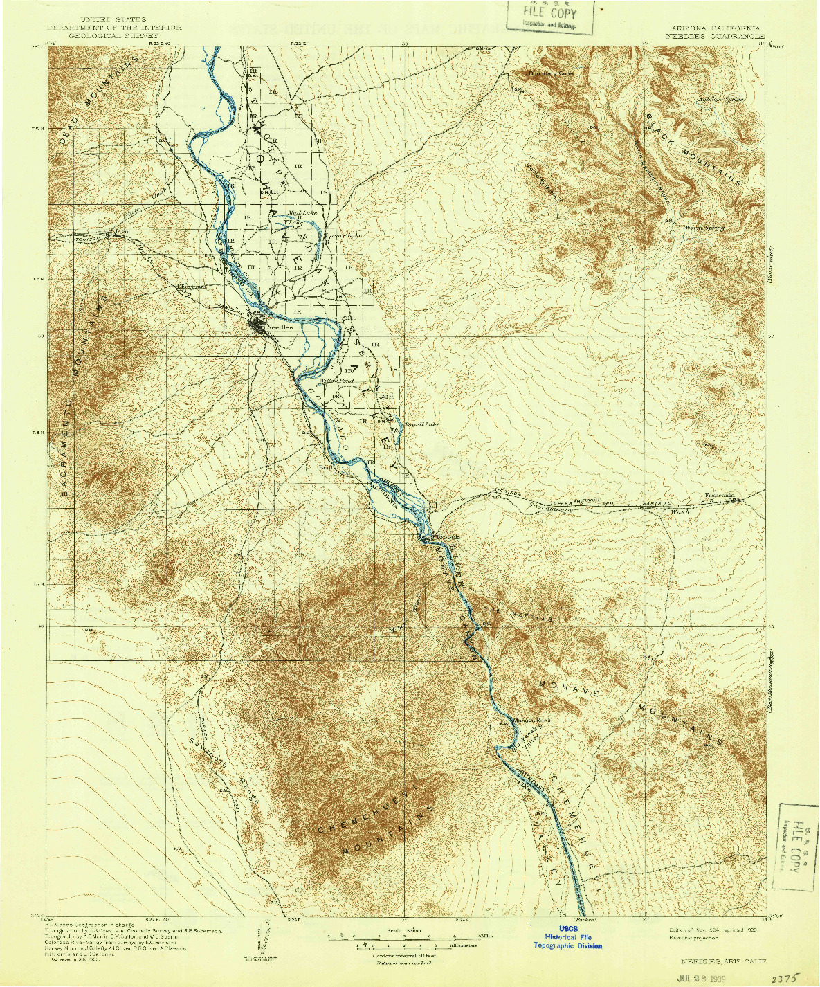 USGS 1:125000-SCALE QUADRANGLE FOR NEEDLES, AZ 1904
