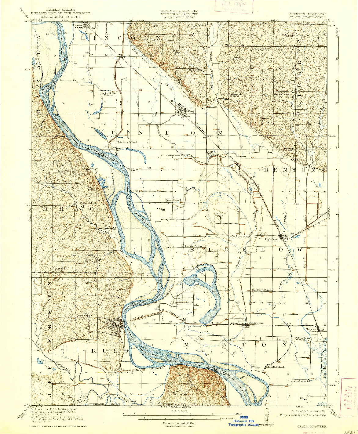 USGS 1:62500-SCALE QUADRANGLE FOR CRAIG, MO 1920