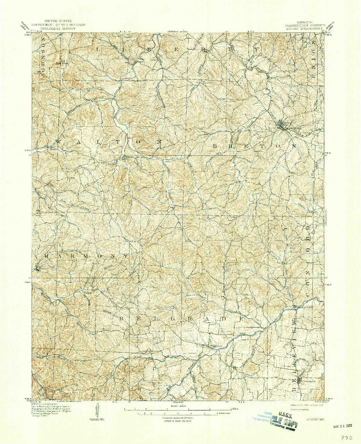 USGS 1:62500-SCALE QUADRANGLE FOR POTOSI, MO 1906