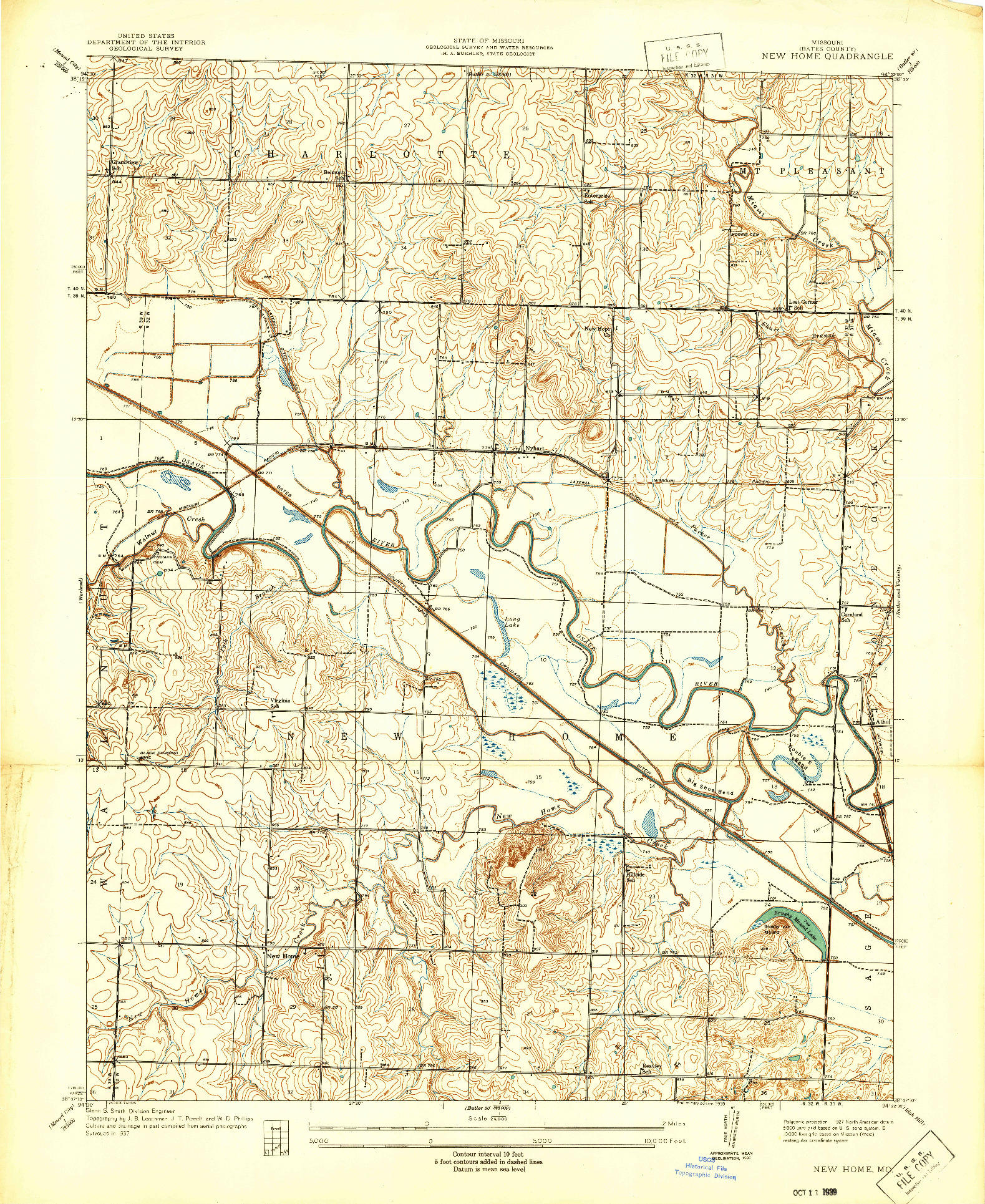 USGS 1:24000-SCALE QUADRANGLE FOR NEW HOME, MO 1937