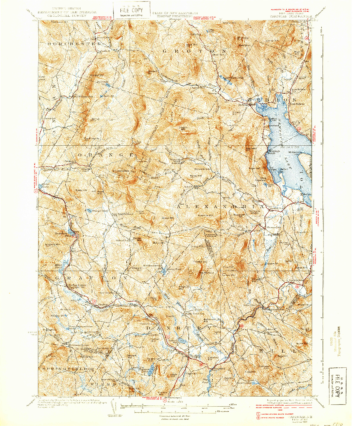 USGS 1:62500-SCALE QUADRANGLE FOR CARDIGAN, NH 1930