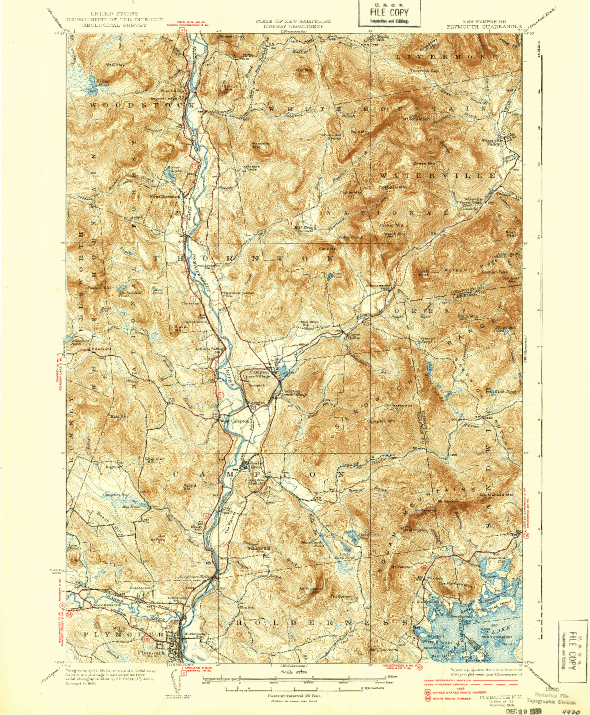 USGS 1:62500-SCALE QUADRANGLE FOR PLYMOUTH, NH 1931