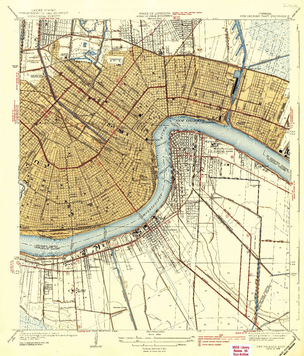 USGS 1:31680-SCALE QUADRANGLE FOR NEW ORLEANS EAST, LA 1939