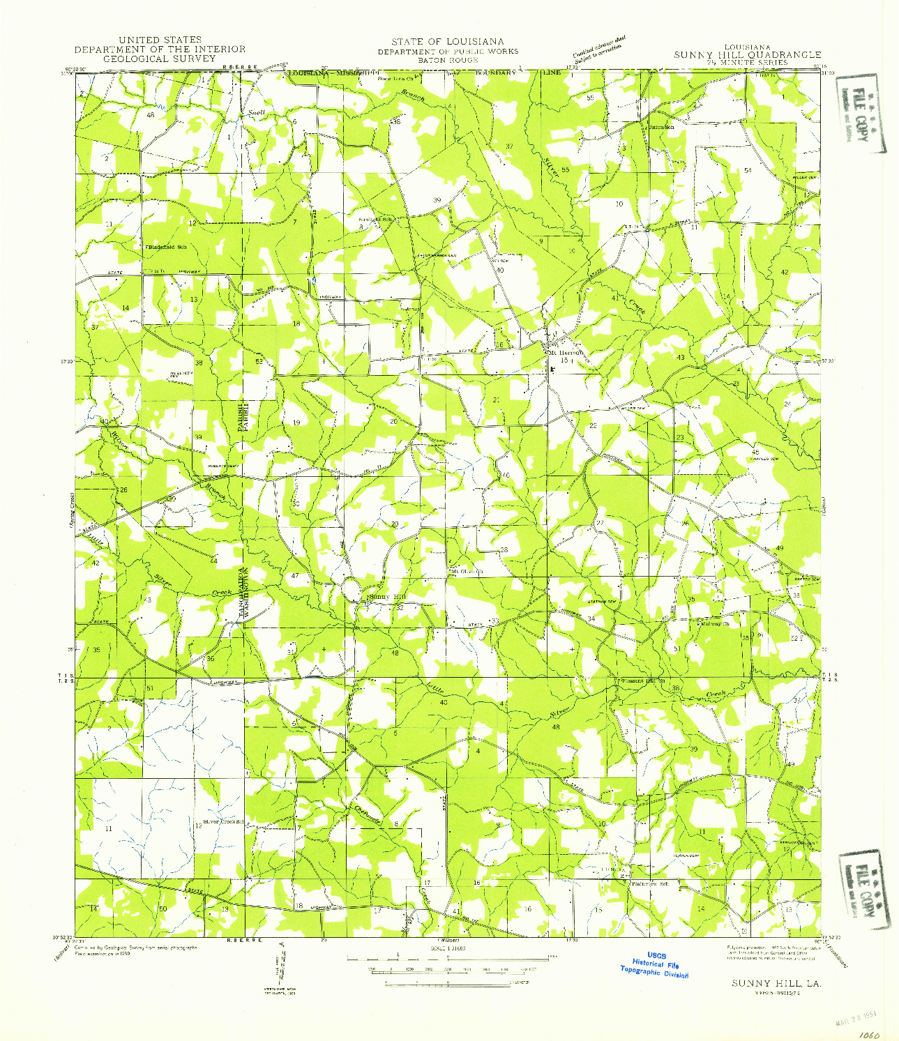 USGS 1:31680-SCALE QUADRANGLE FOR SUNNY HILL, LA 1939