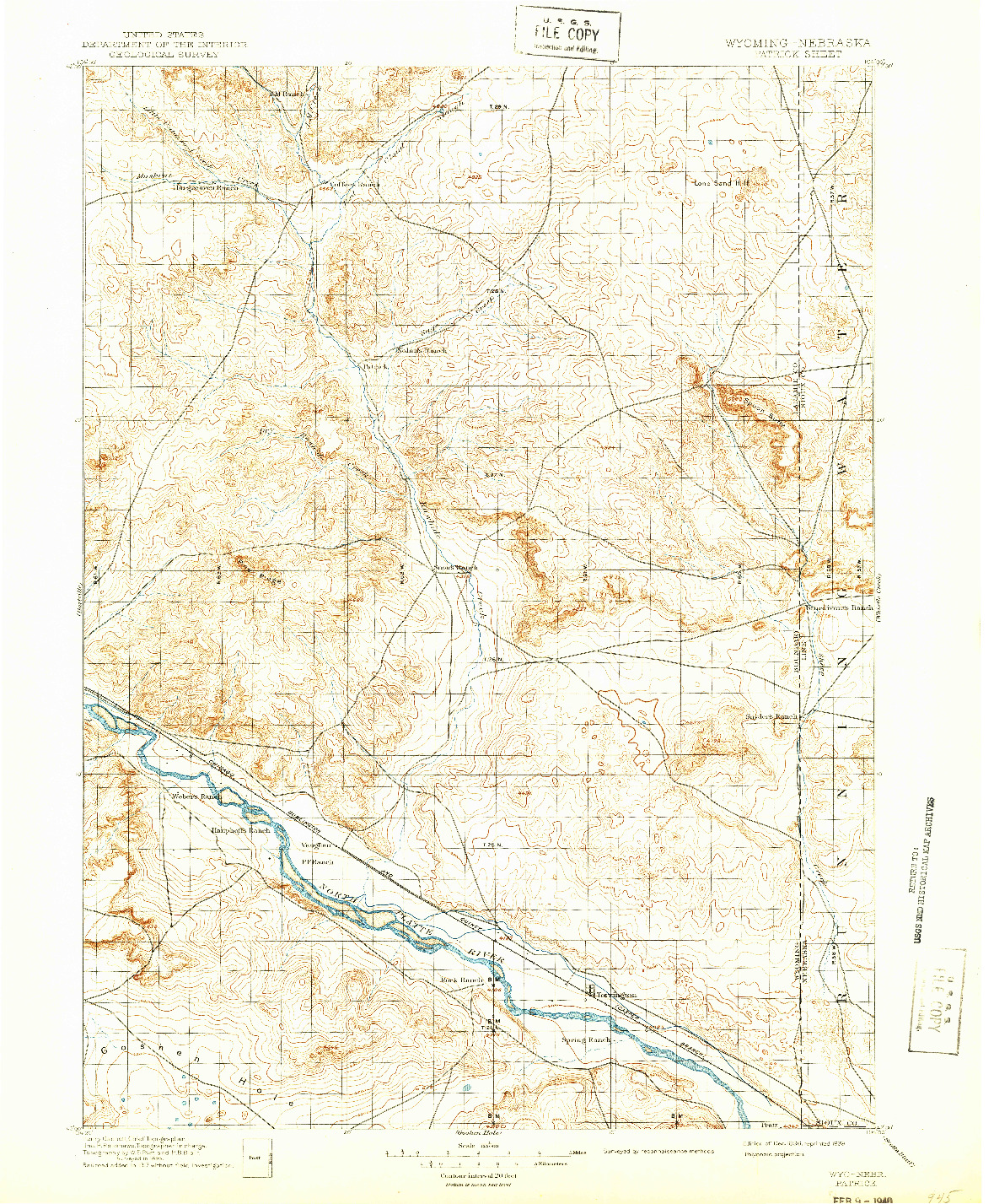 USGS 1:125000-SCALE QUADRANGLE FOR PATRICK, WY 1896