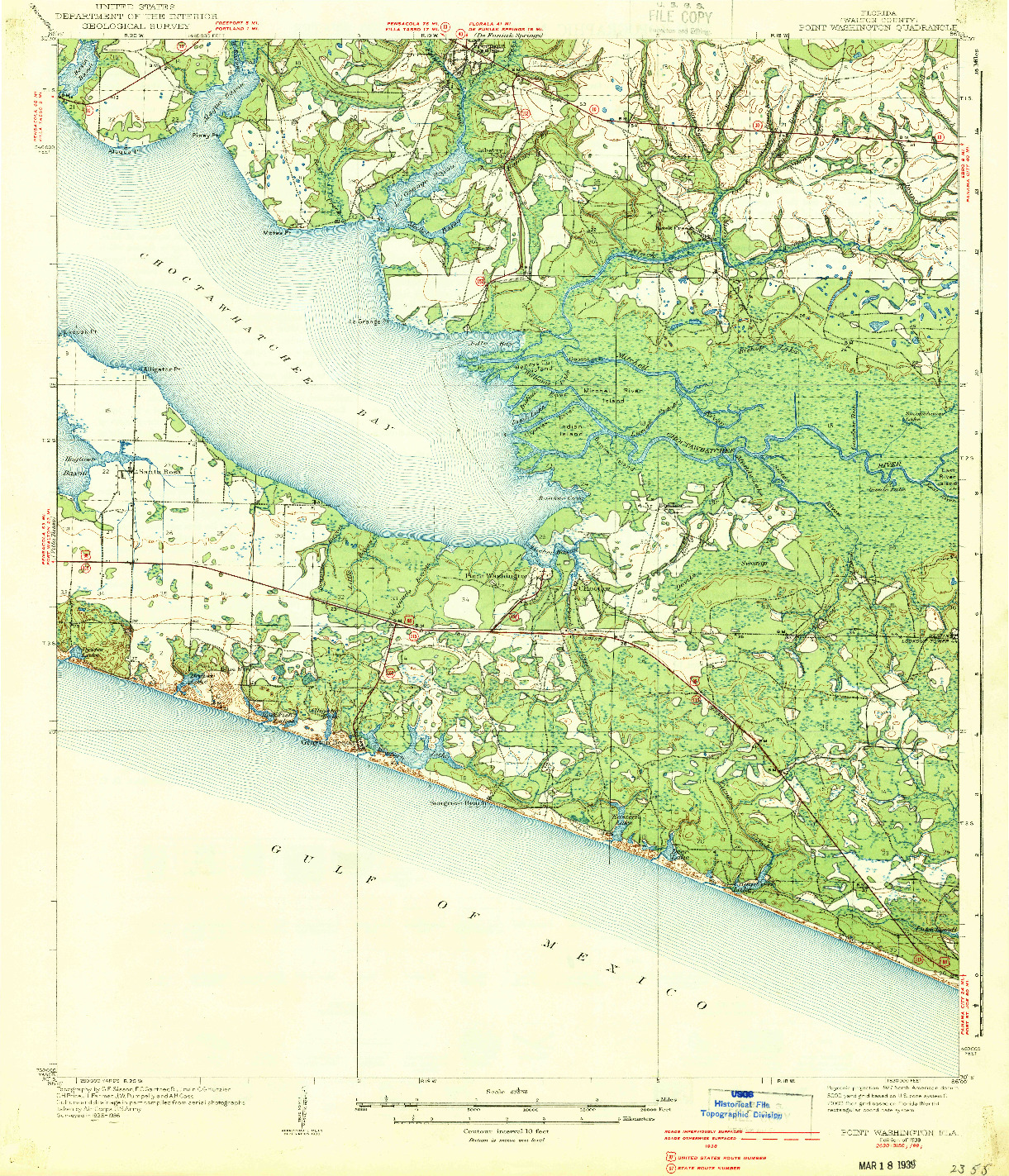 USGS 1:62500-SCALE QUADRANGLE FOR POINT WASHINGTON, FL 1939