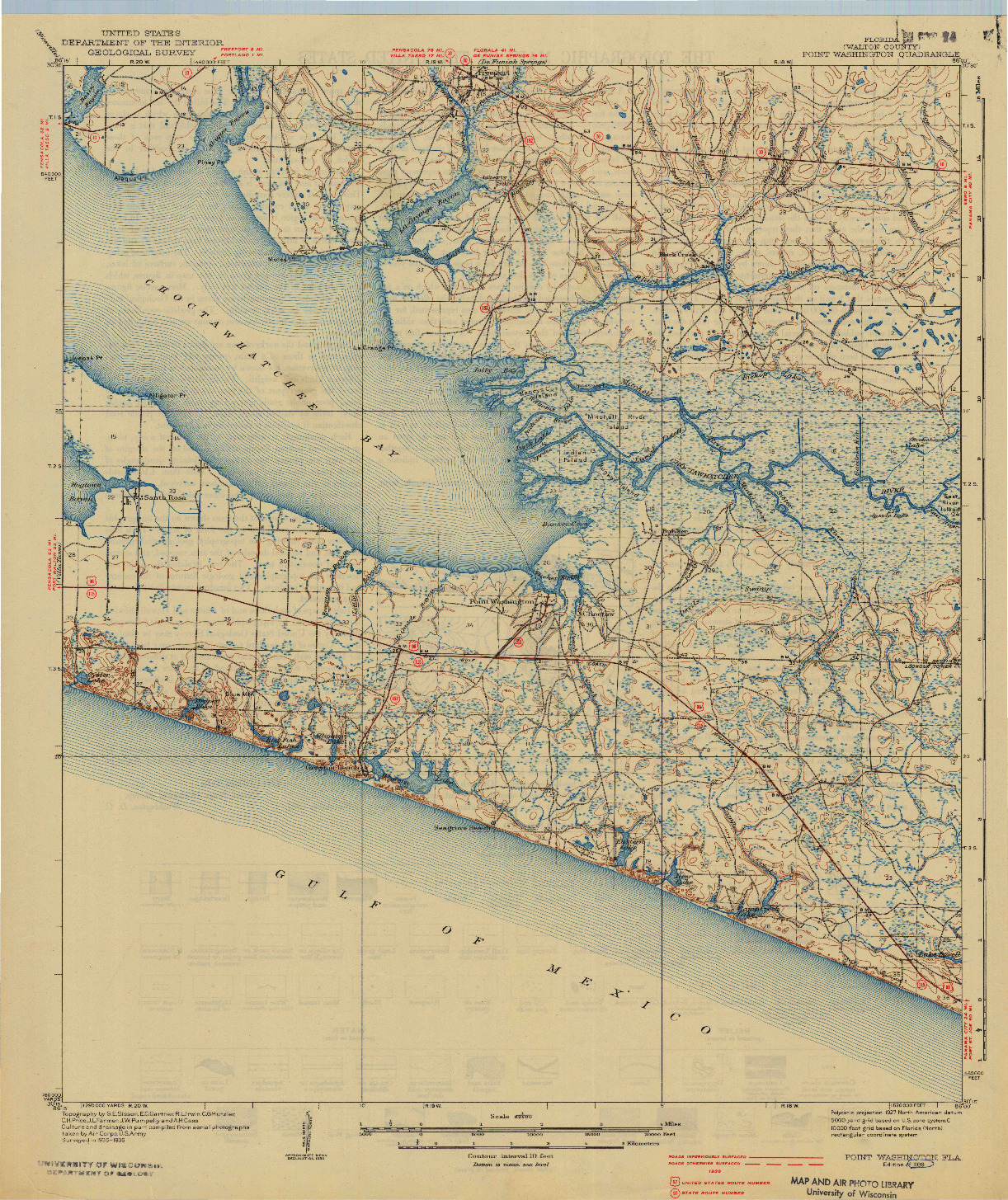 USGS 1:62500-SCALE QUADRANGLE FOR POINT WASHINGTON, FL 1939