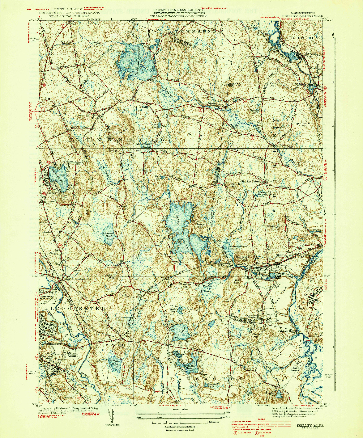 USGS 1:31680-SCALE QUADRANGLE FOR SHIRLEY, MA 1939