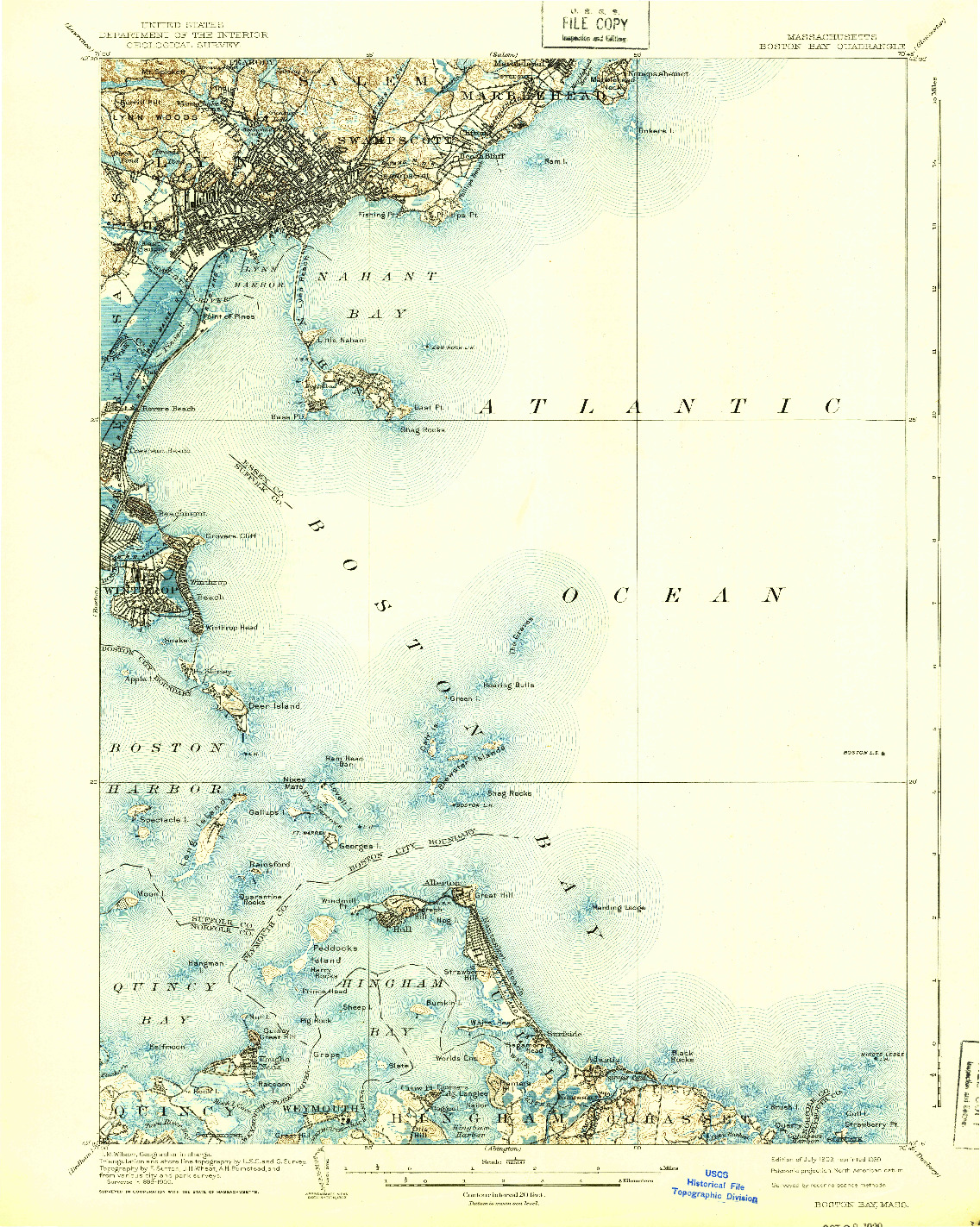 USGS 1:62500-SCALE QUADRANGLE FOR BOSTON BAY, MA 1903