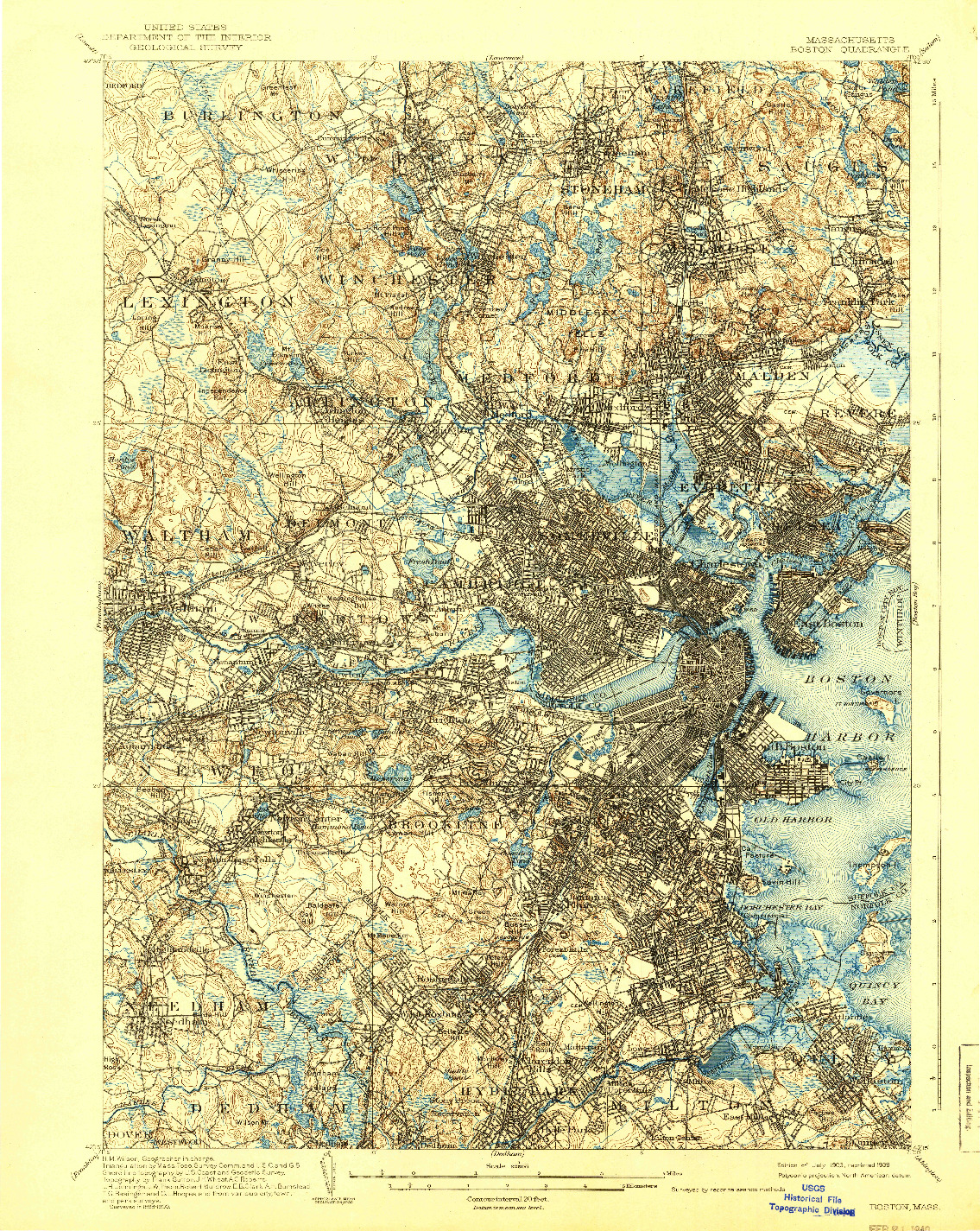 USGS 1:62500-SCALE QUADRANGLE FOR BOSTON, MA 1903