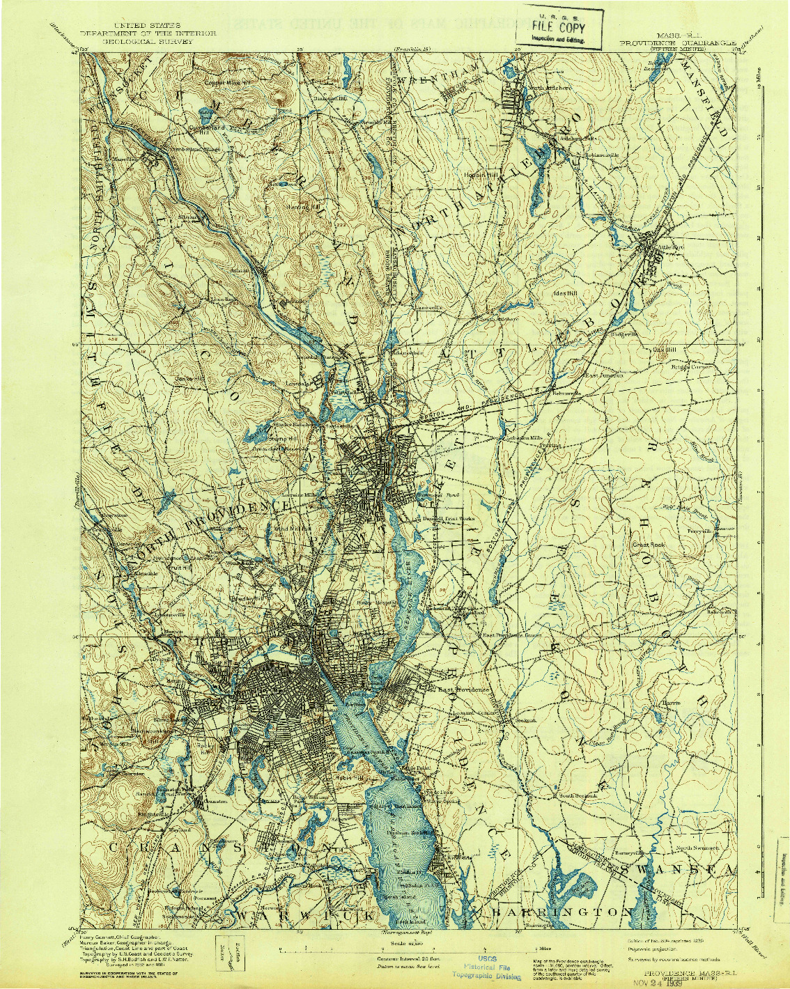 USGS 1:62500-SCALE QUADRANGLE FOR PROVIDENCE, MA 1894