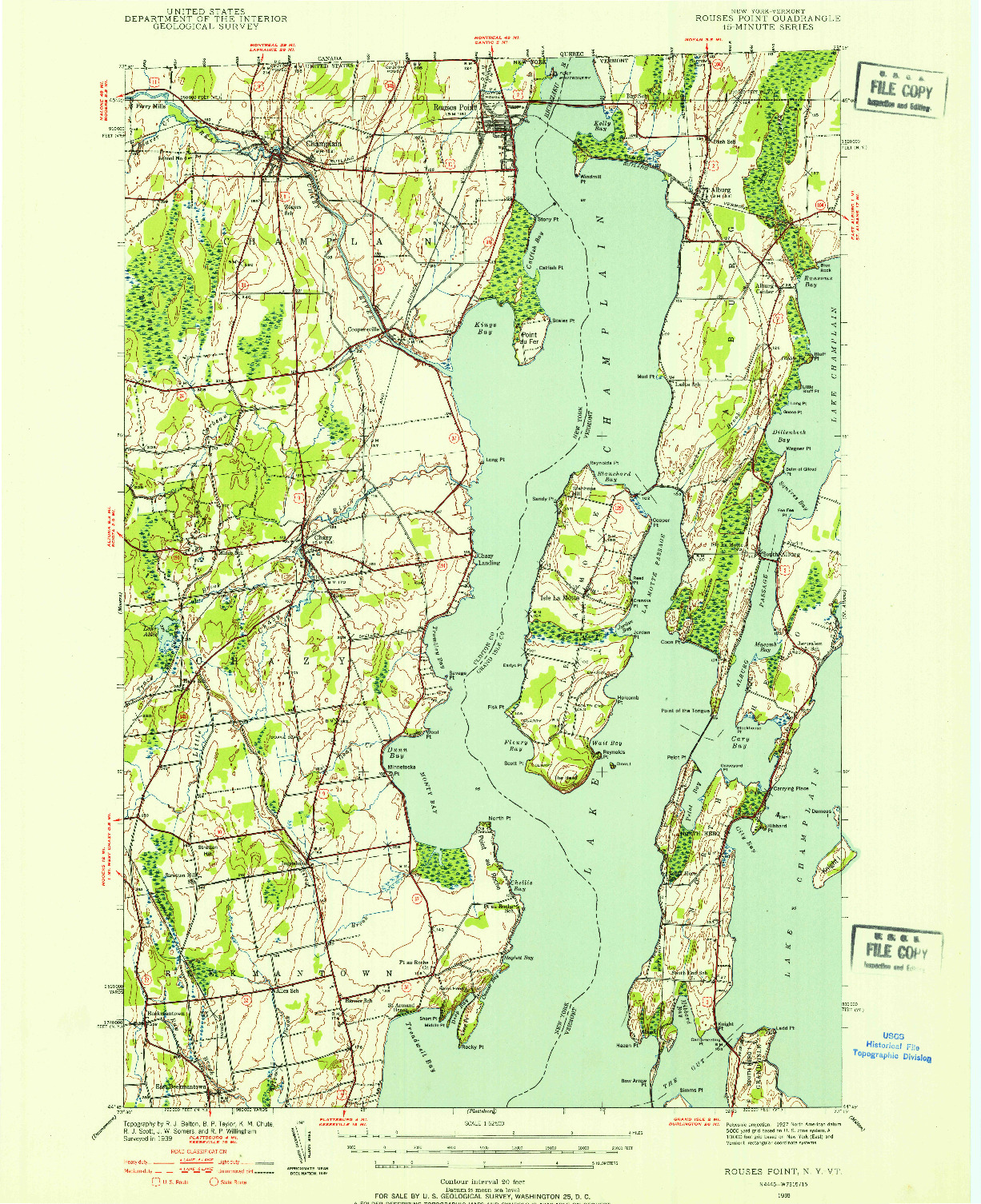 USGS 1:62500-SCALE QUADRANGLE FOR ROUSES POINT, NY 1939